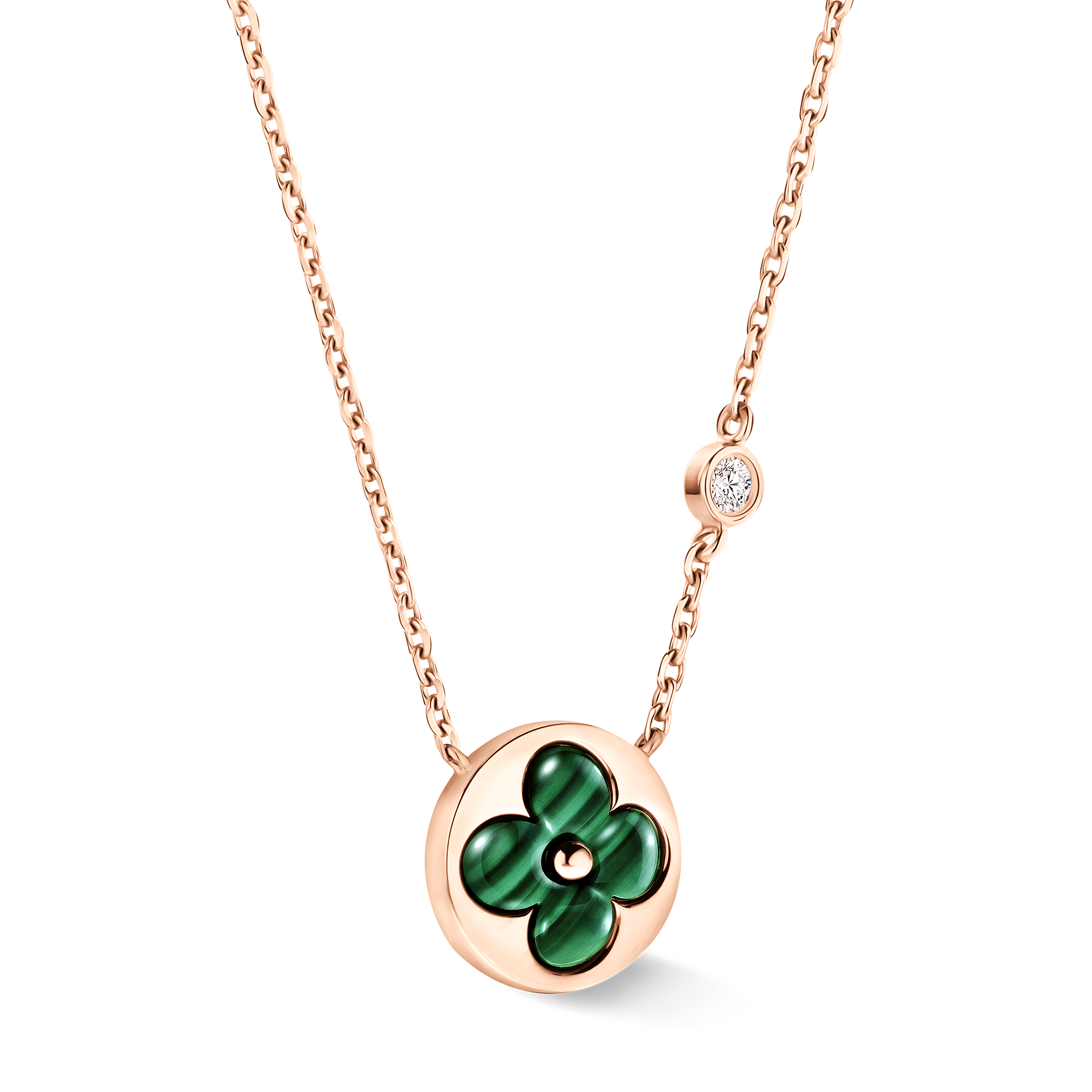  Categories All Fine Jewelry Color Blossom BB Sun Pendant, Pink Gold, Malachite and Diamond | Louis Vuitton ® (Product zoom)