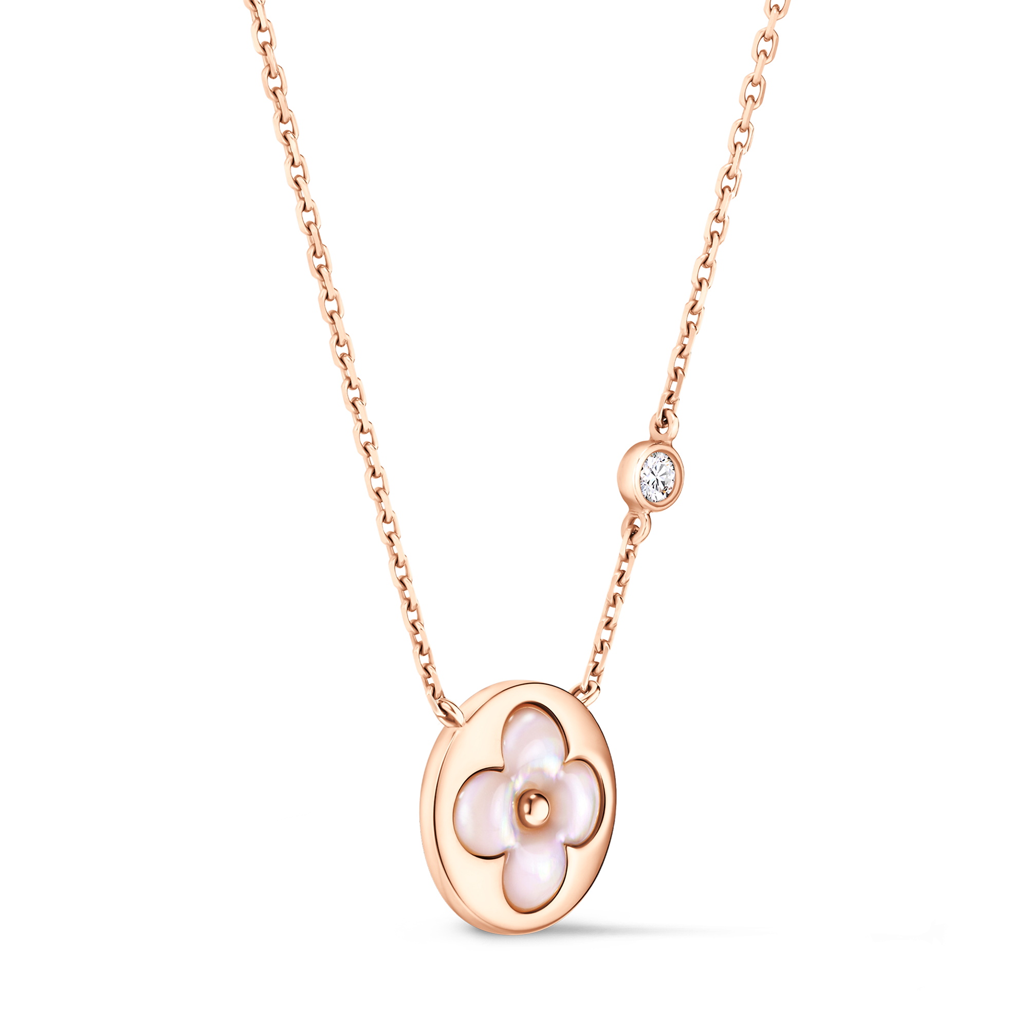 Color Blossom BB Sun Pendant, Pink Gold, Pink Mother-of-Pearl and Diamond