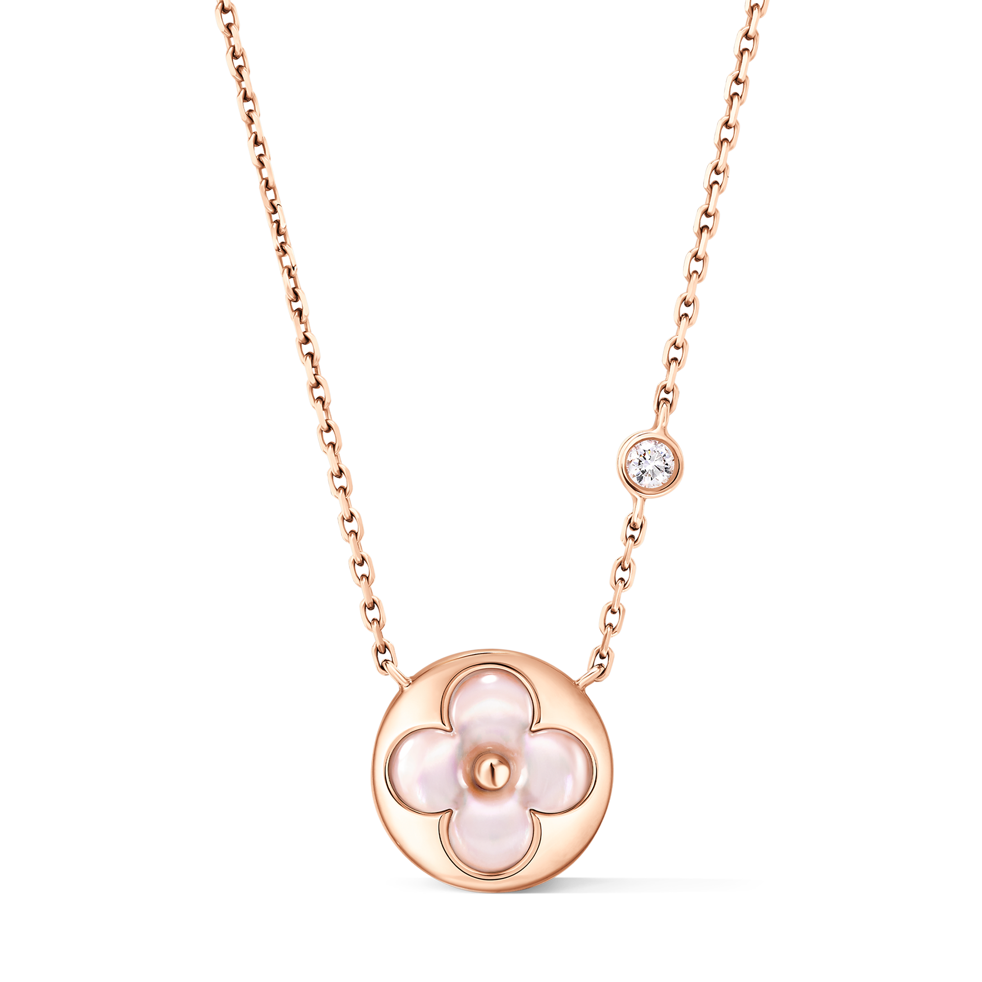 Color Blossom BB Sun Pendant, Pink Gold, Pink Mother-of-Pearl and Diamond