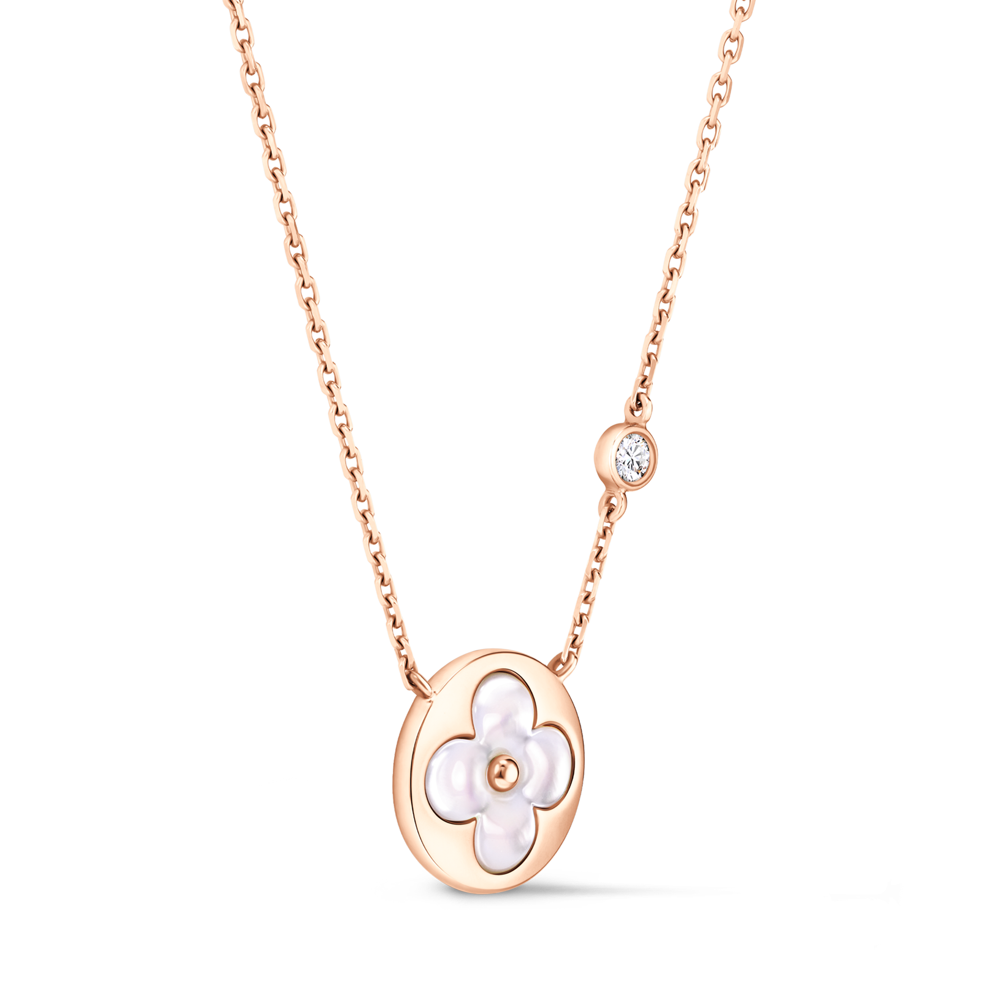  Categories Necklaces and Pendants  Color Blossom BB Sun Pendant, Pink Gold, White Mother-of-Pearl and Diamond | Louis Vuitton ® (Product zoom)
