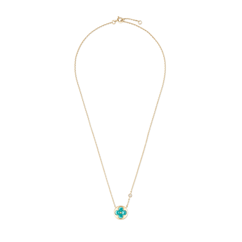 Categories Necklaces and Pendants Color Blossom BB Sun Pendant, Yellow Gold, Amazonite and Diamond | Louis Vuitton ® (Product zoom)