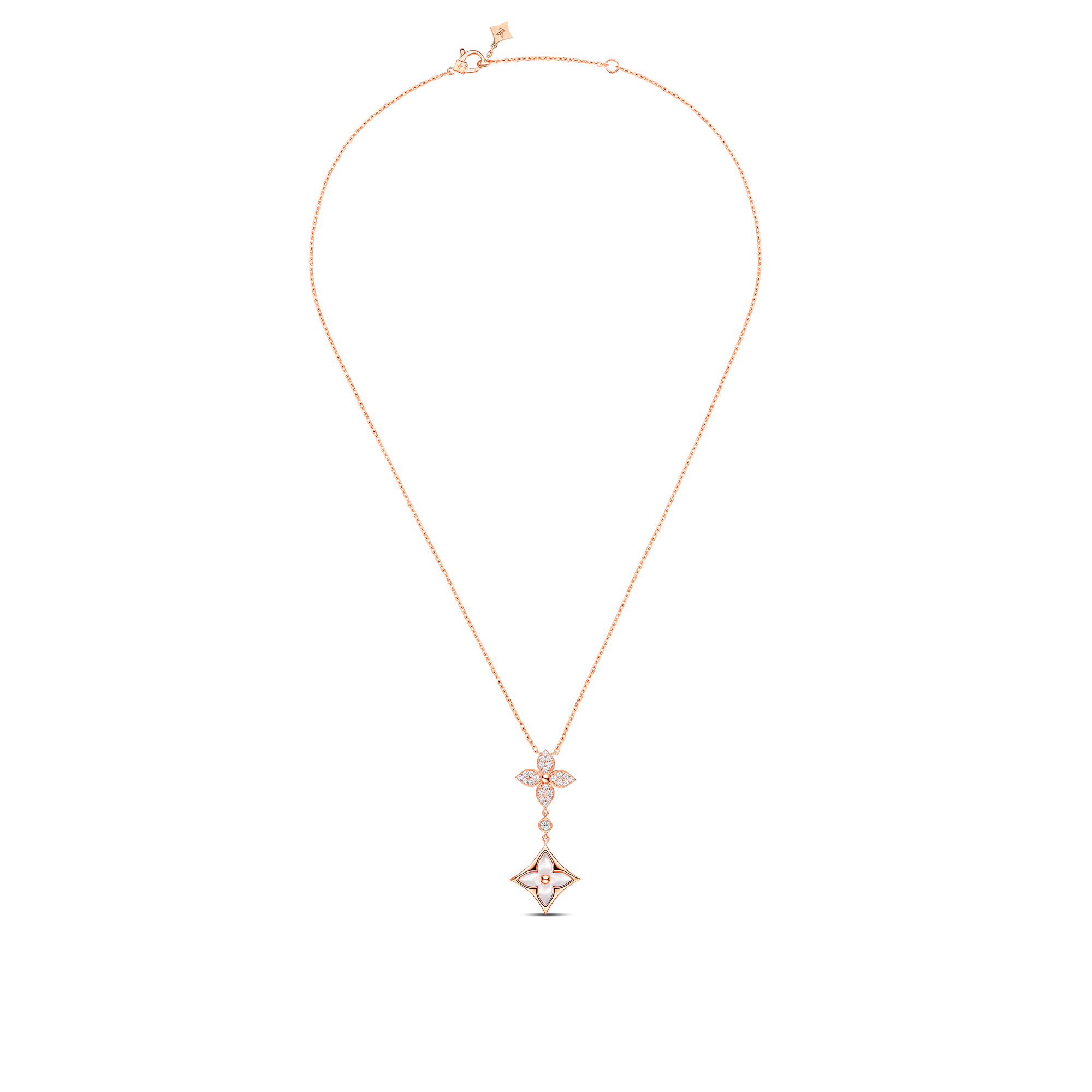  Categories Necklaces and Pendants  Color Blossom M Star Multi-Motif Pendant, Pink Gold, White Mother-of-Pearl and Diamonds | Louis Vuitton ® (Product zoom)