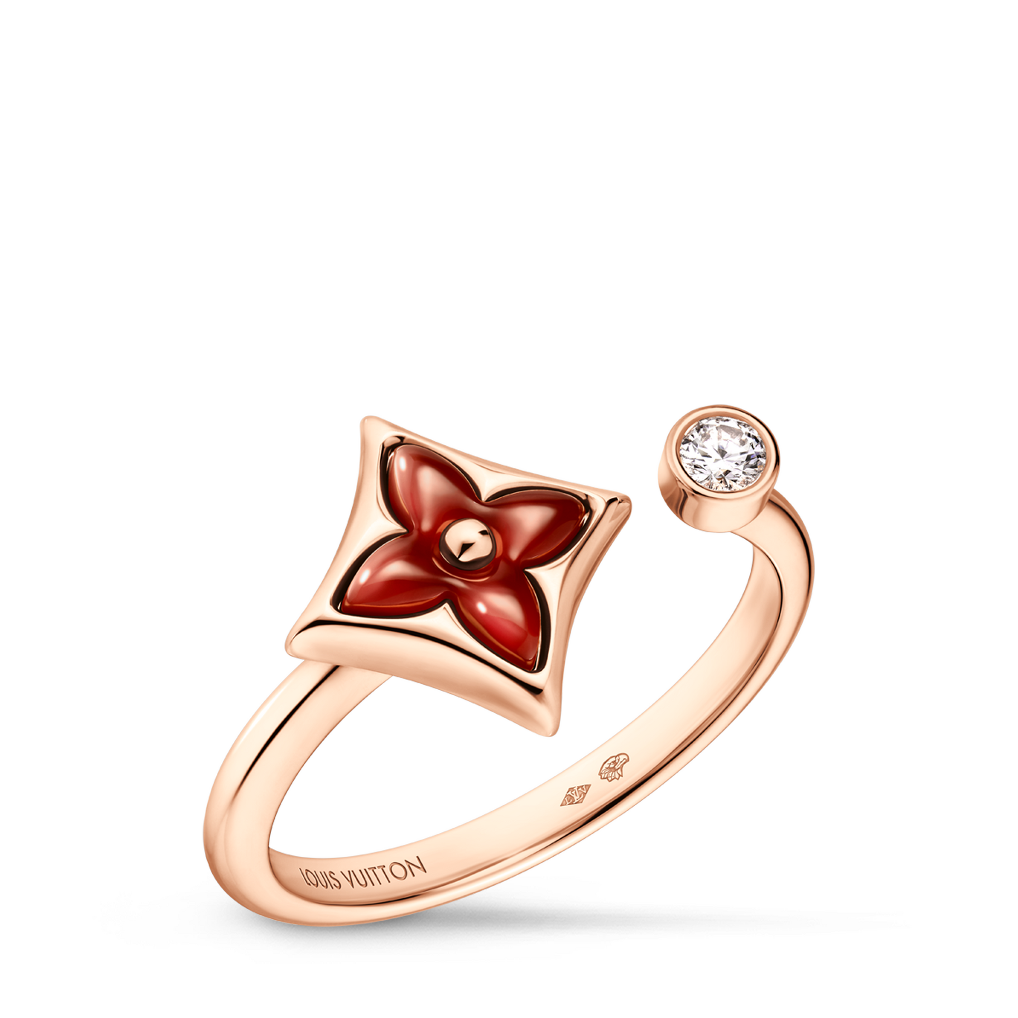  Categories All Fine Jewelry Color Blossom Mini Star Ring, Pink Gold, Cornelian and Diamond | Louis Vuitton ® (Product zoom)