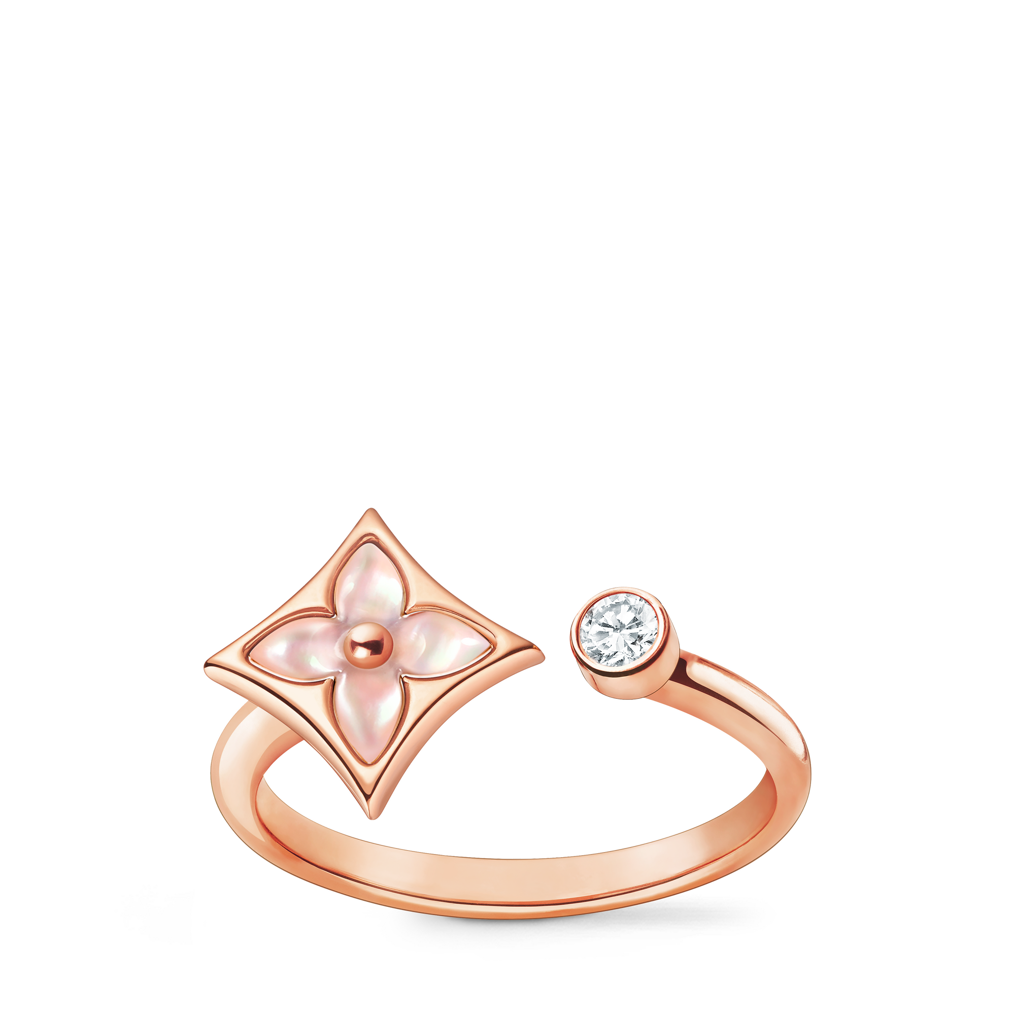  Categories All Fine Jewelry Color Blossom Mini Star Ring, Pink Gold, Pink Mother-of-Pearl and Diamond | Louis Vuitton ® (Product zoom)