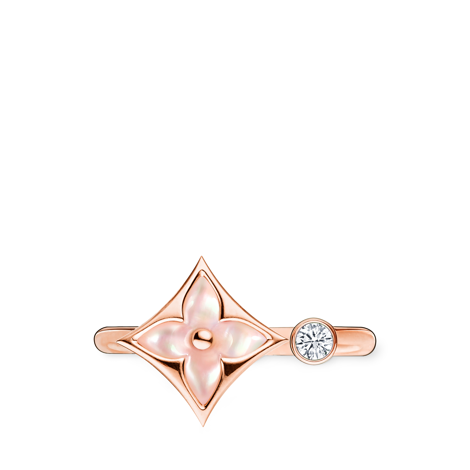Color Blossom Mini Star Ring, Pink Gold, Pink Mother-of-Pearl and Diamond