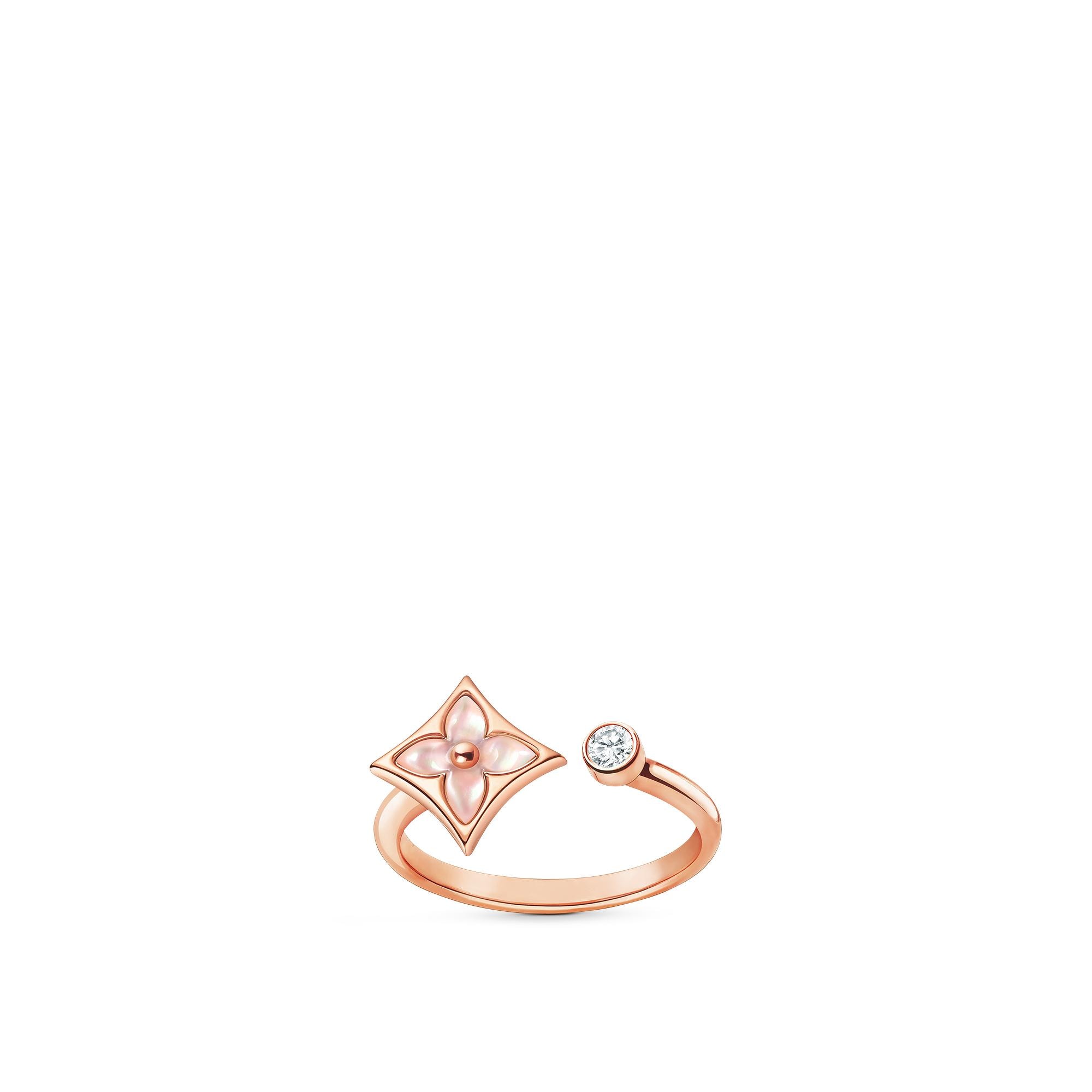  Categories All Fine Jewelry Color Blossom Mini Star Ring, Pink Gold, Pink Mother-of-Pearl and Diamond | Louis Vuitton ® (Product zoom)