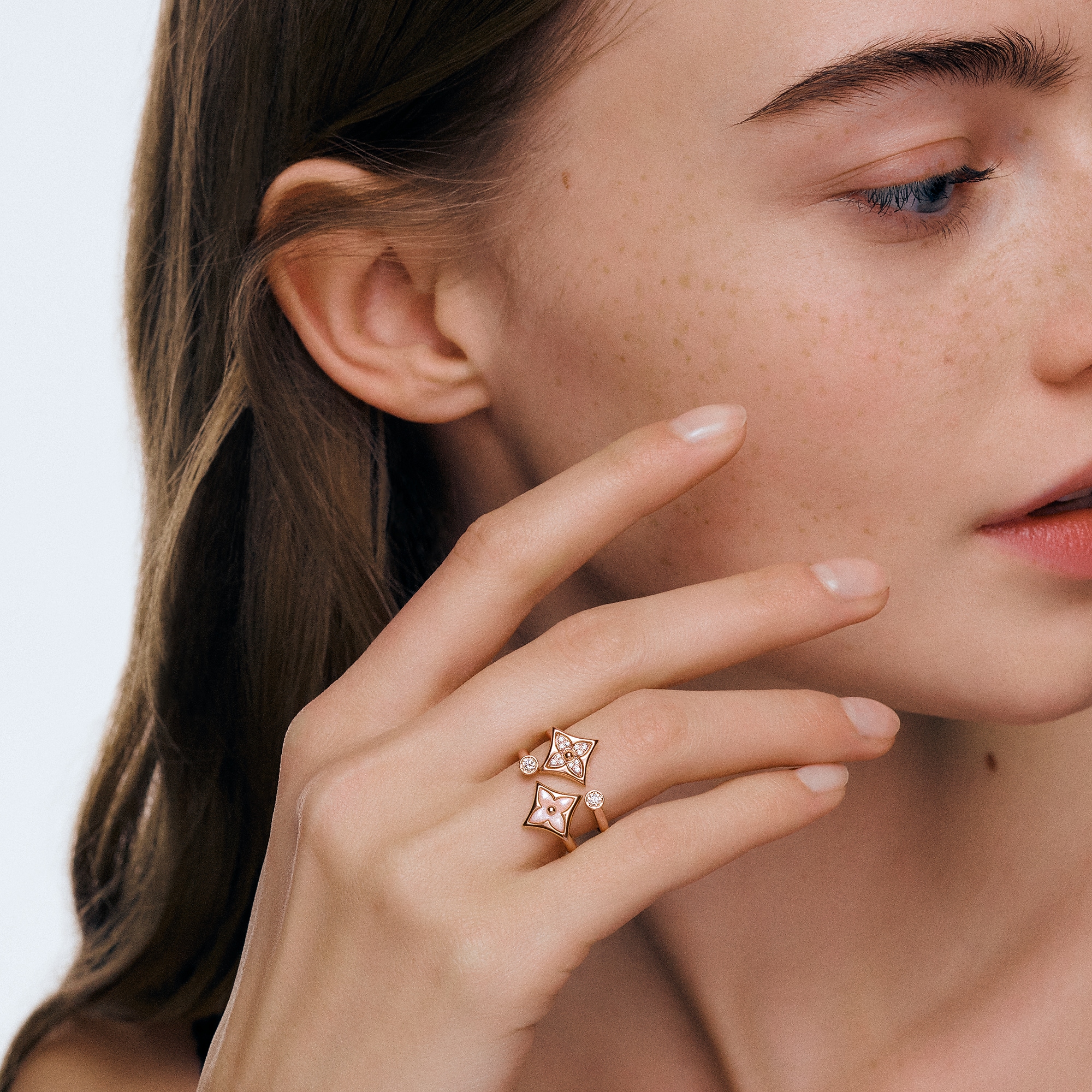Color Blossom Mini Star Ring, Pink Gold