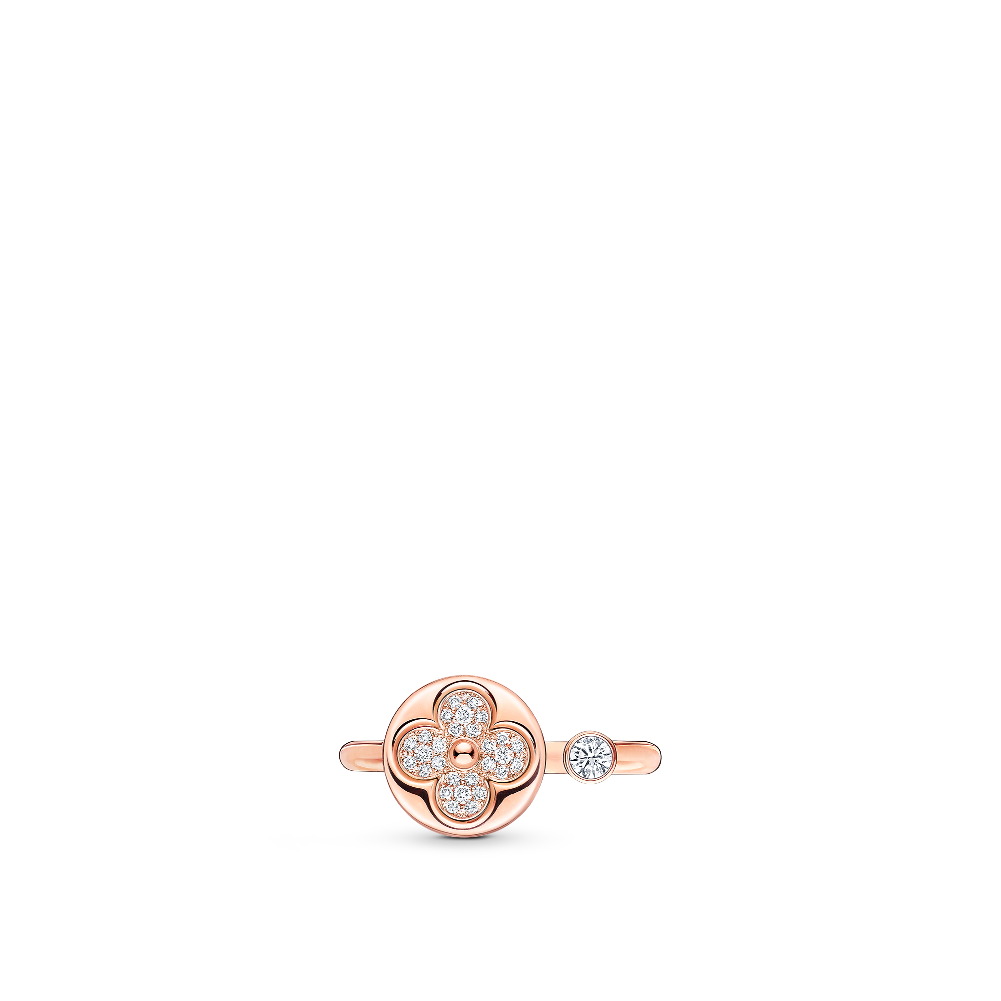 Color Blossom Mini Sun Ring, Pink Gold and Diamonds