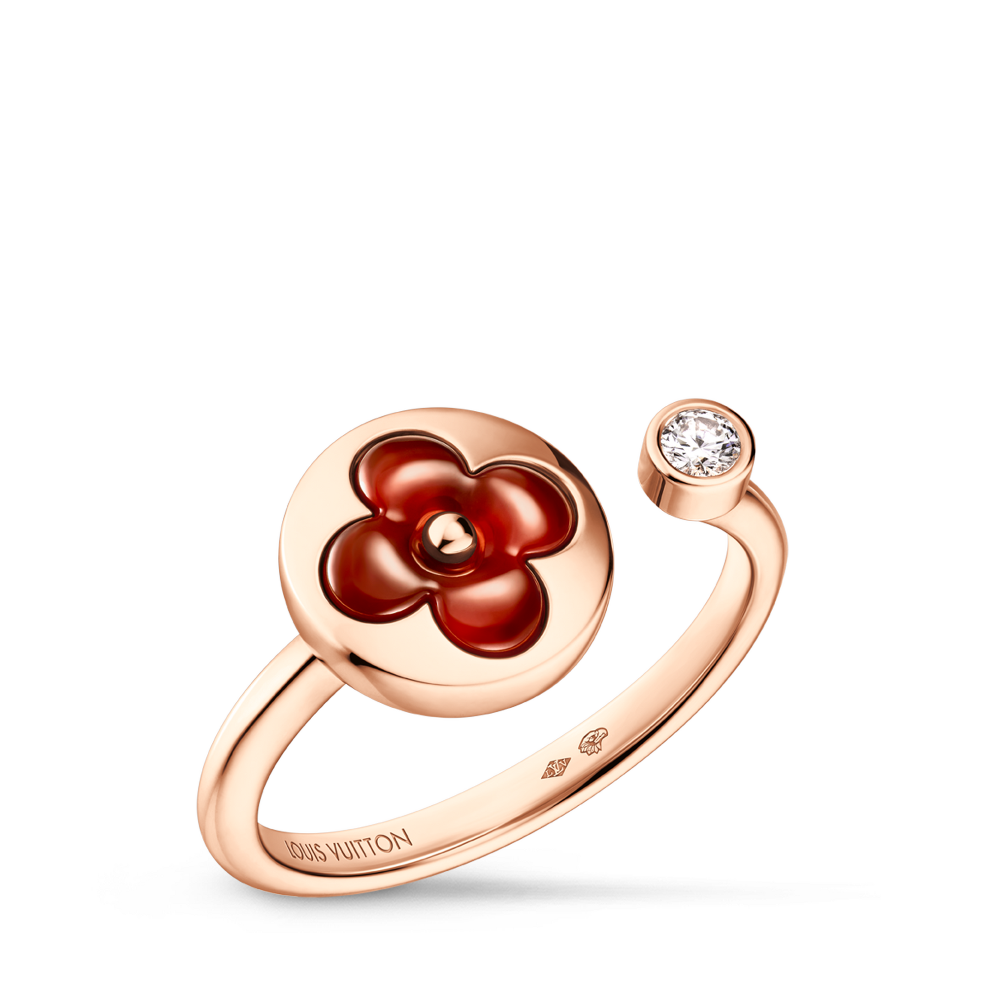  Categories Rings Color Blossom Mini Sun Ring, Pink Gold, Cornelian and Diamond | Louis Vuitton ® (Product zoom)