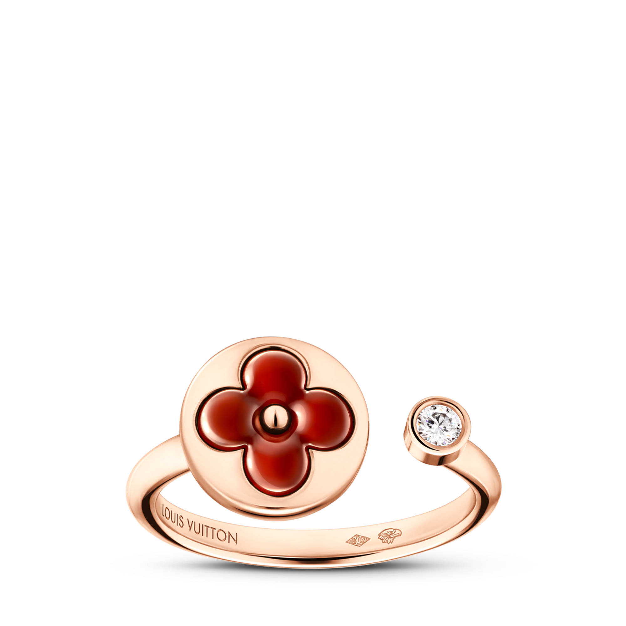  Categories Rings Color Blossom Mini Sun Ring, Pink Gold, Cornelian and Diamond | Louis Vuitton ® (Product zoom)