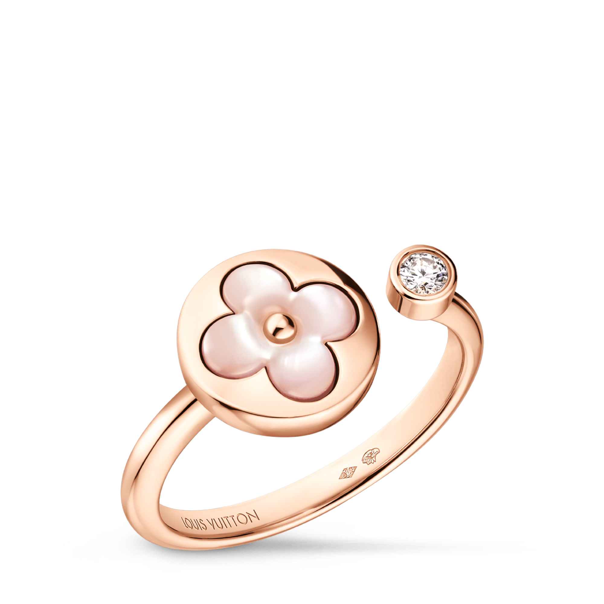Color Blossom Mini Sun Ring, Pink Gold, Pink Mother-of-Pearl and Diamond