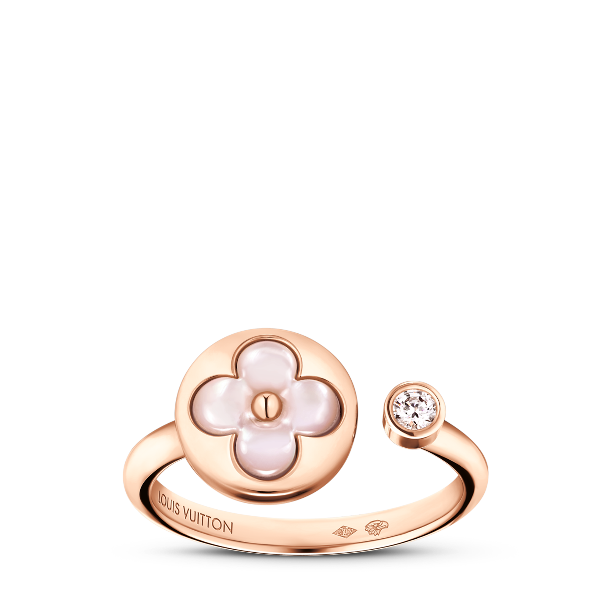 Color Blossom Mini Sun Ring, Pink Gold, Pink Mother-of-Pearl and Diamond