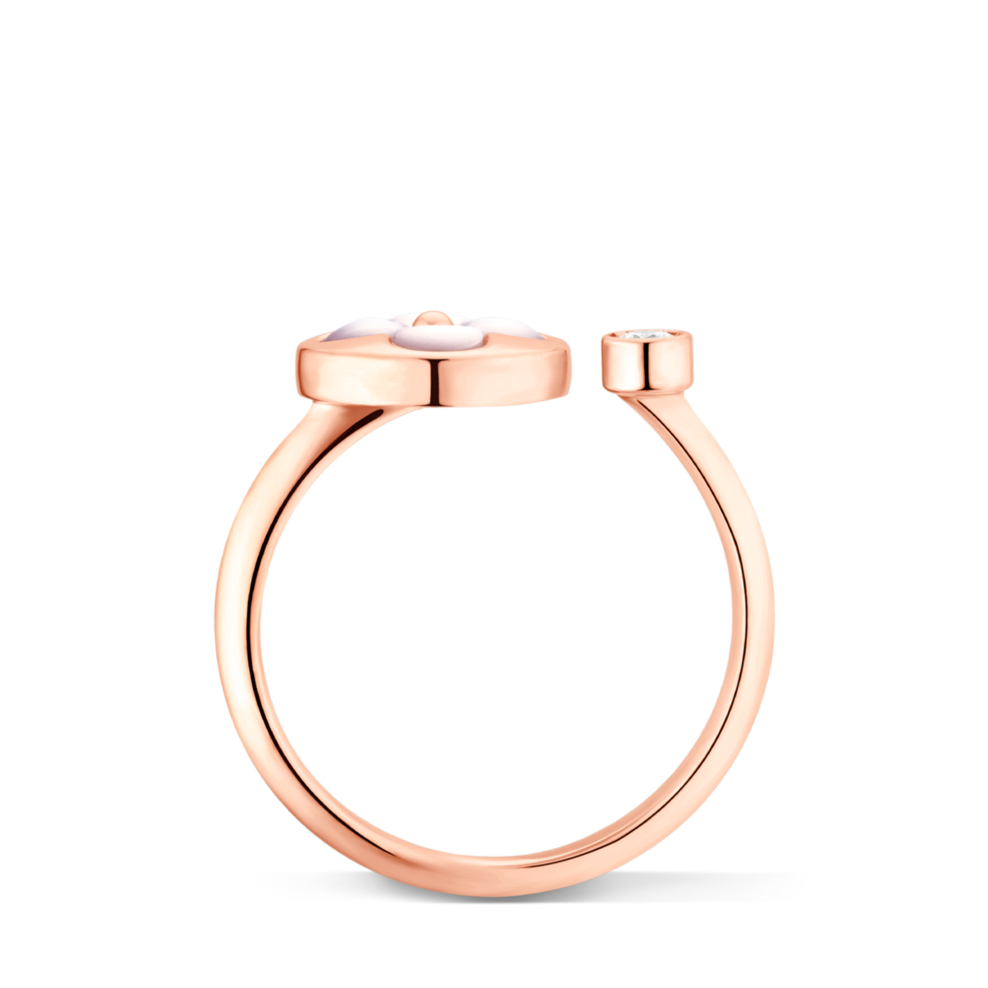  Categories All Fine Jewelry Color Blossom Mini Sun Ring, Pink Gold, White Mother-Of-Pearl And Diamond  | Louis Vuitton ® (Product zoom)