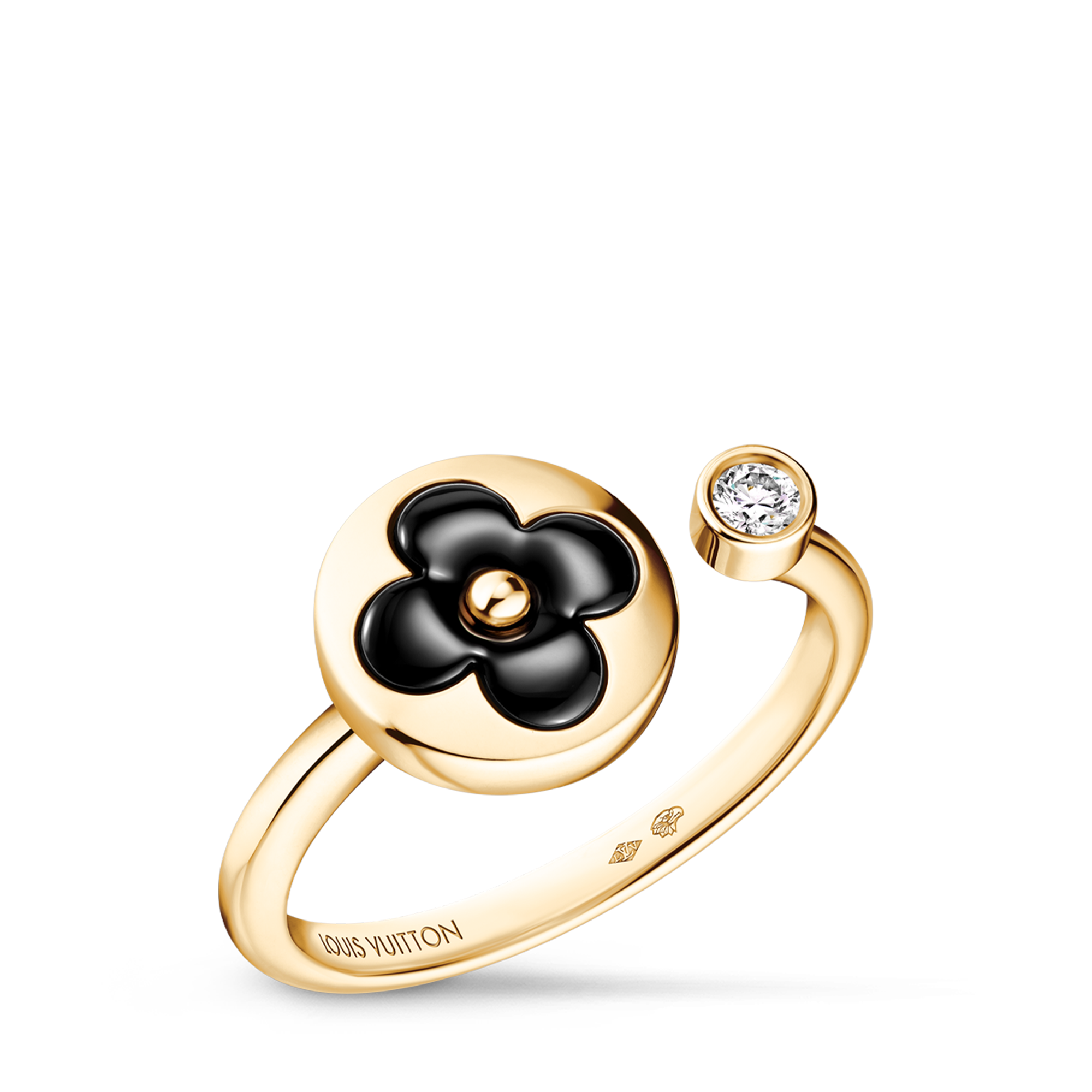  Categories Rings Color Blossom Mini Sun Ring, Yellow Gold, Onyx and Diamond | Louis Vuitton ® (Product zoom)
