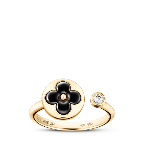 Categories Rings Color Blossom Mini Sun Ring, Yellow Gold, Onyx and Diamond | Louis Vuitton ® (Product zoom)
