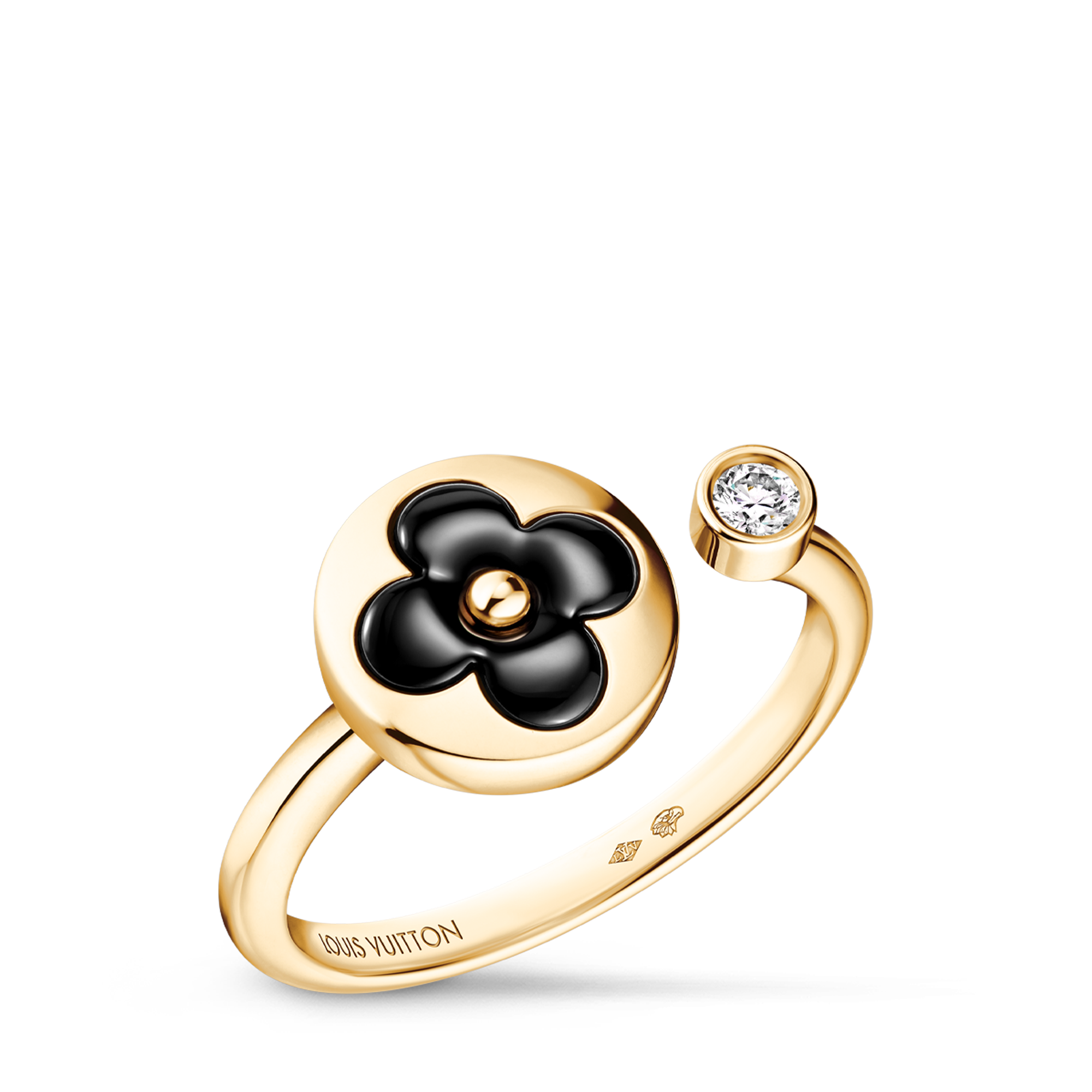  Categories Rings Color Blossom Mini Sun Ring, Yellow Gold, Onyx and Diamond | Louis Vuitton ® (Product zoom)