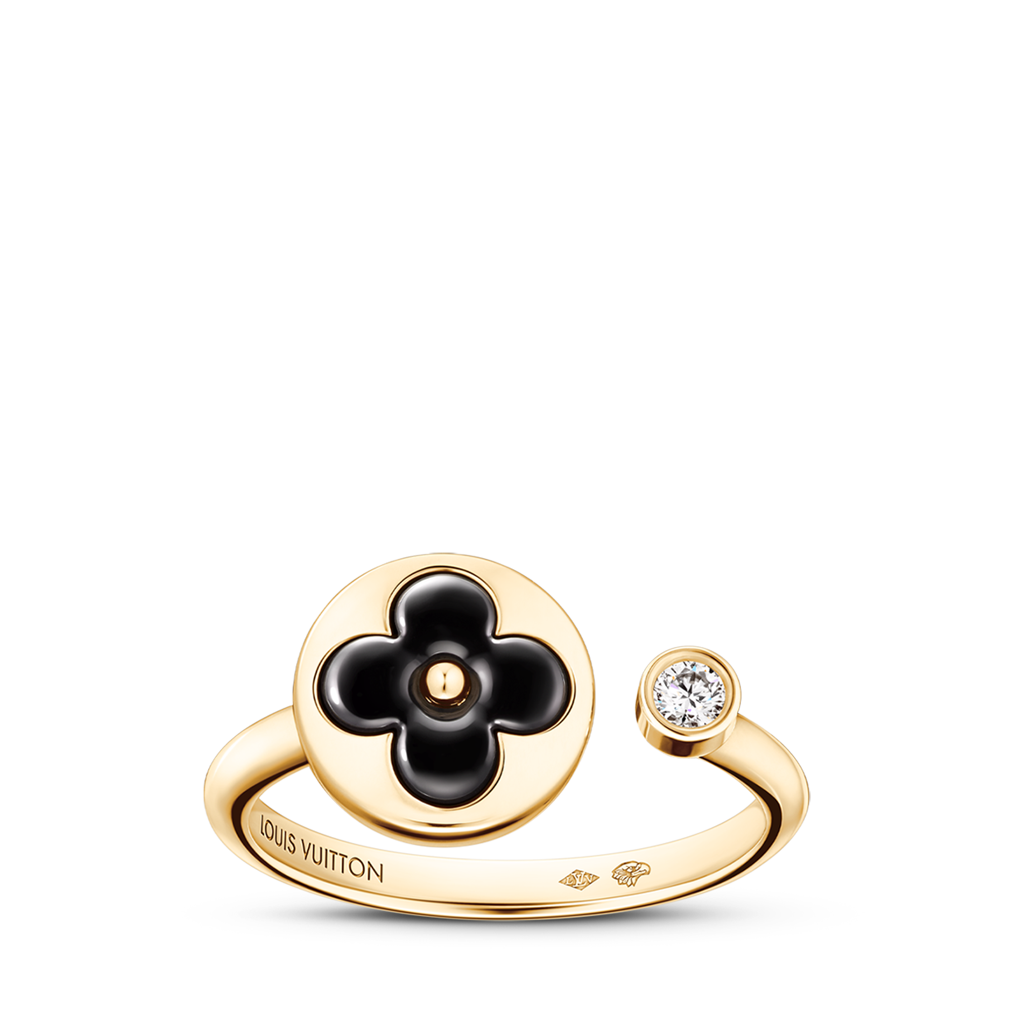  Categories Rings Color Blossom Mini Sun Ring, Yellow Gold, Onyx and Diamond | Louis Vuitton ® (Product zoom)