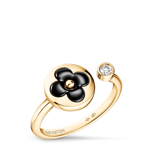 Categories Rings Color Blossom Mini Sun Ring, Yellow Gold, Onyx and Diamond | Louis Vuitton ® (Product zoom)