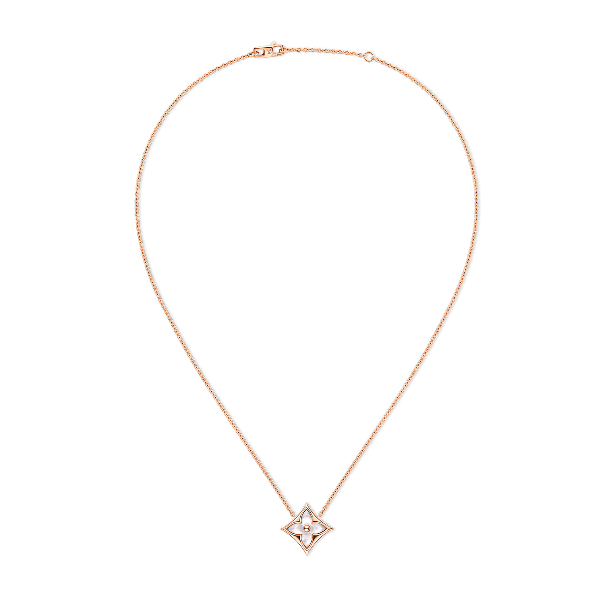 Color Blossom star pendant, pink gold and white mother-of-pearl