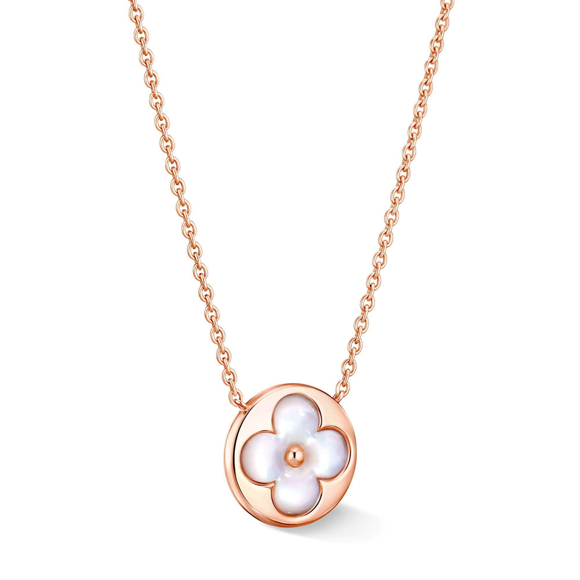  Categories All Fine Jewelry Color Blossom sun pendant, pink gold and white mother-of-pearl | Louis Vuitton ® (Product zoom)