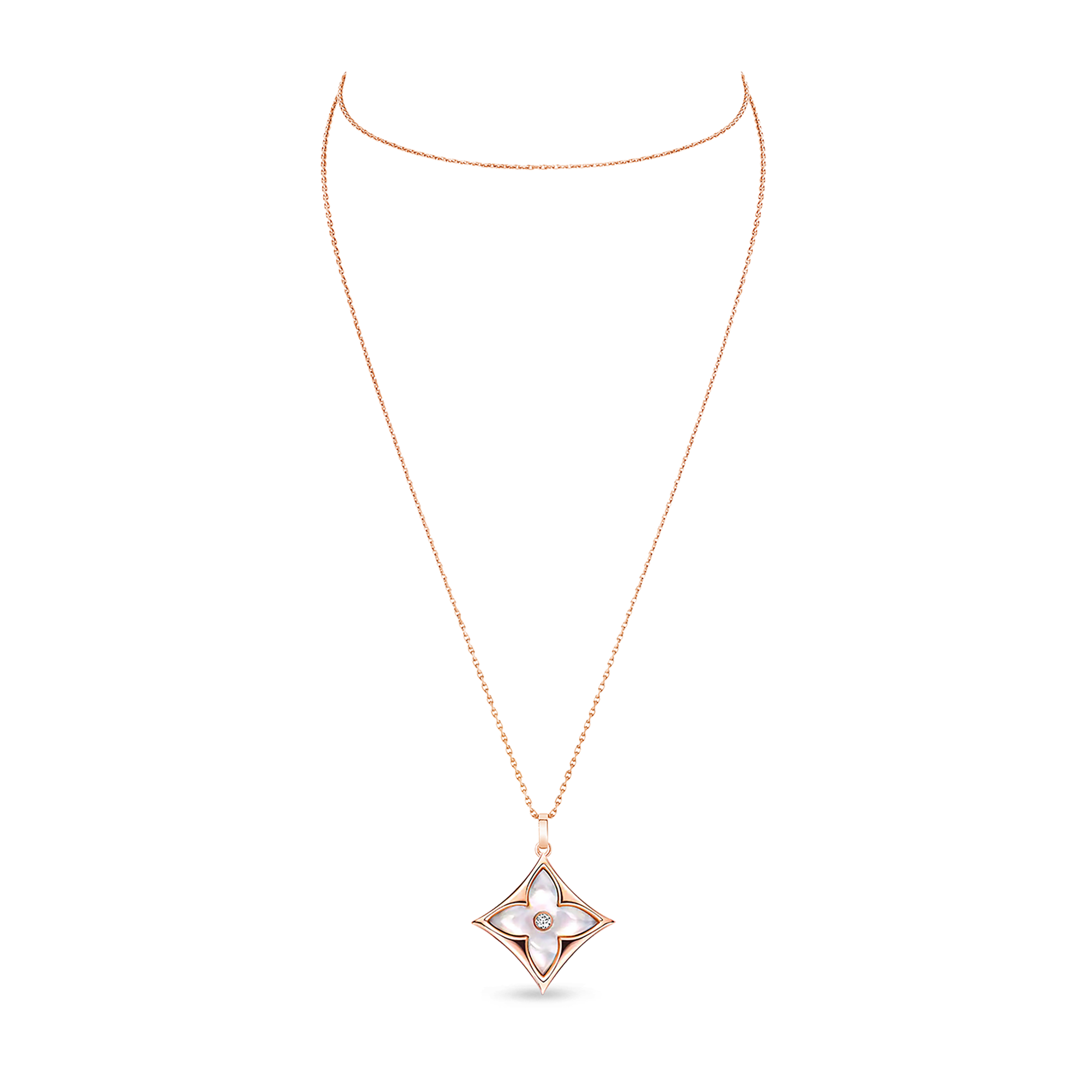  Categories Necklaces and Pendants  Color Blossom XL Star Medallion, Pink Gold, White Mother-of-Pearl and Diamond | Louis Vuitton ® (Product zoom)