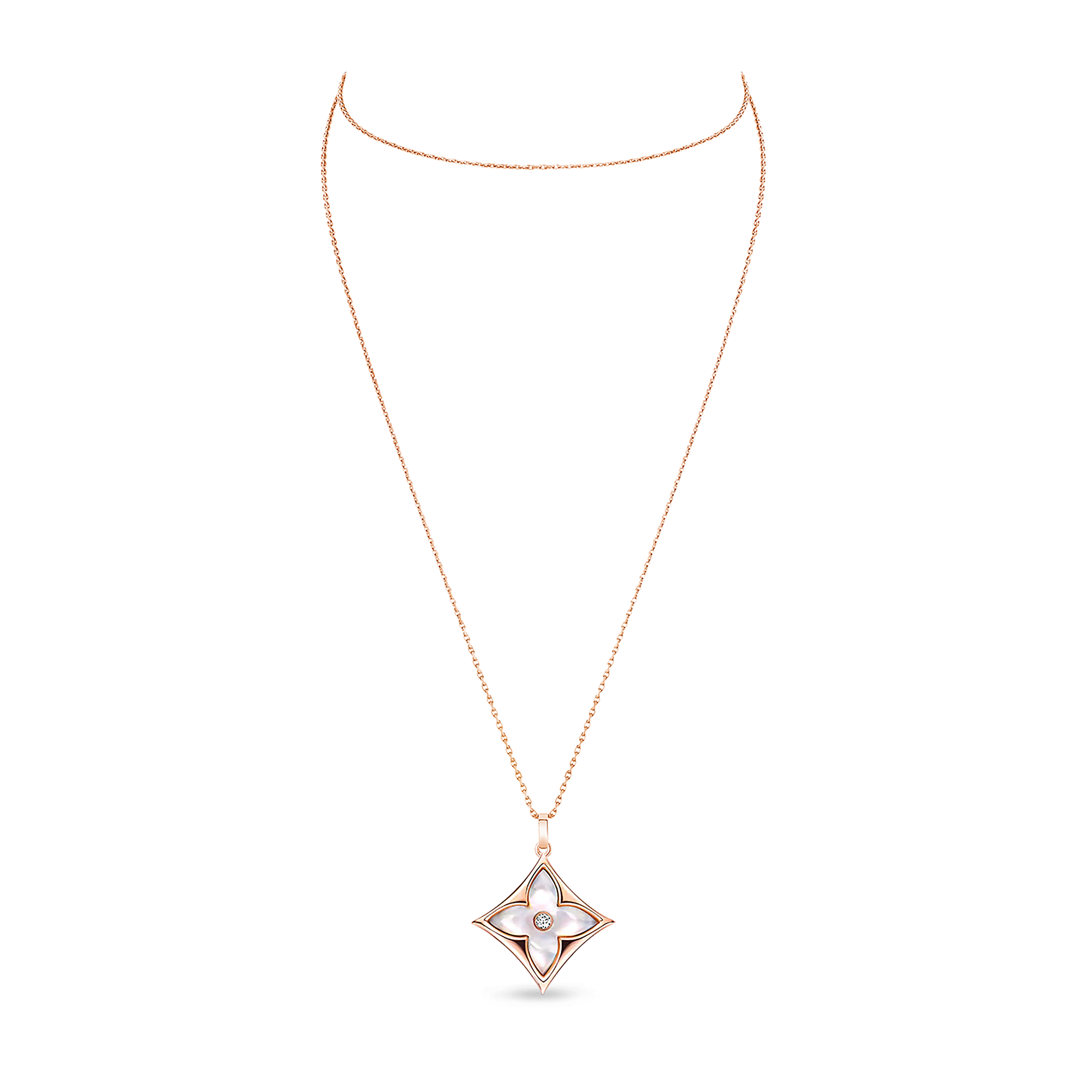 Color Blossom XL Star Medallion, Pink Gold, White Mother-of-Pearl and Diamond