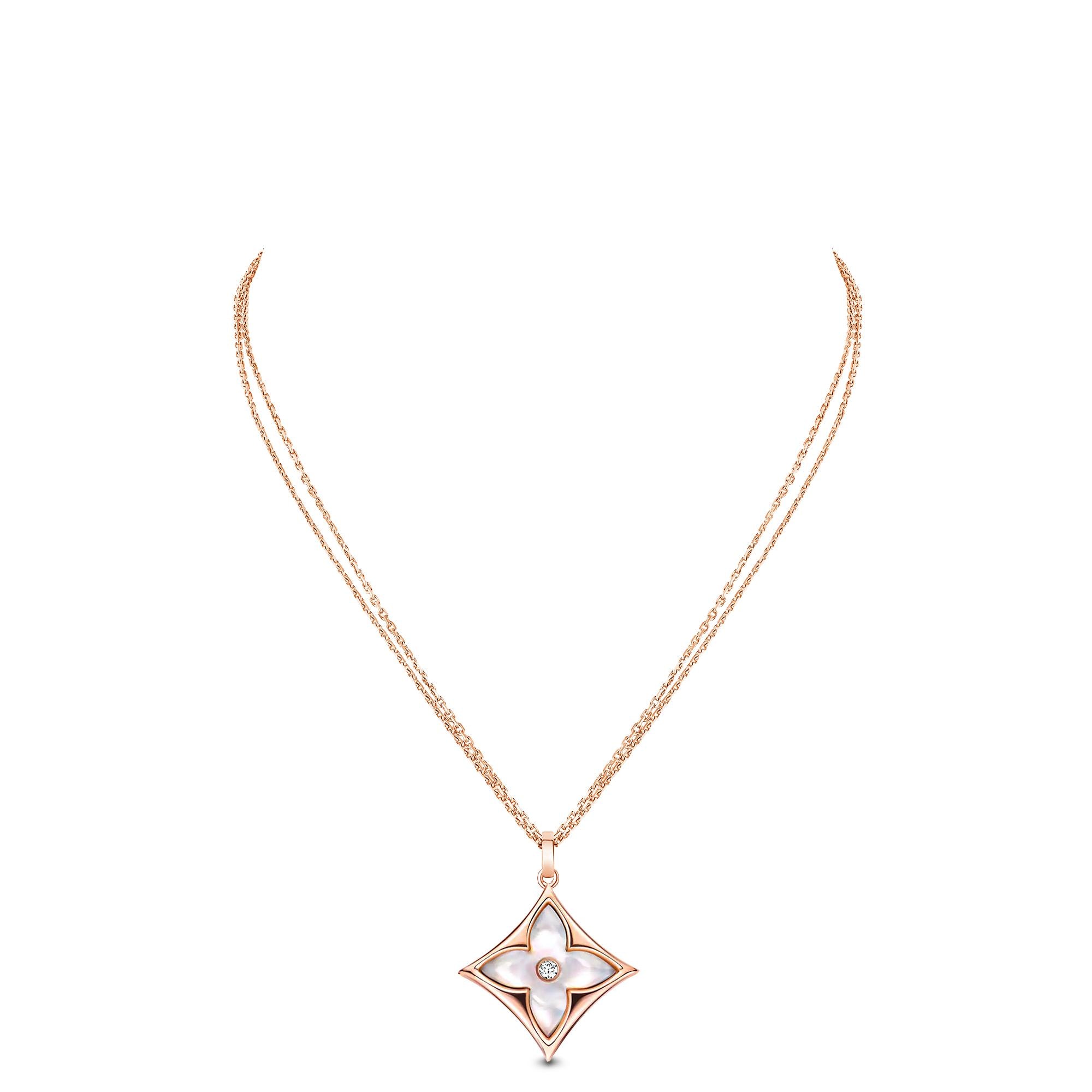  Categories Necklaces and Pendants  Color Blossom XL Star Medallion, Pink Gold, White Mother-of-Pearl and Diamond | Louis Vuitton ® (Product zoom)