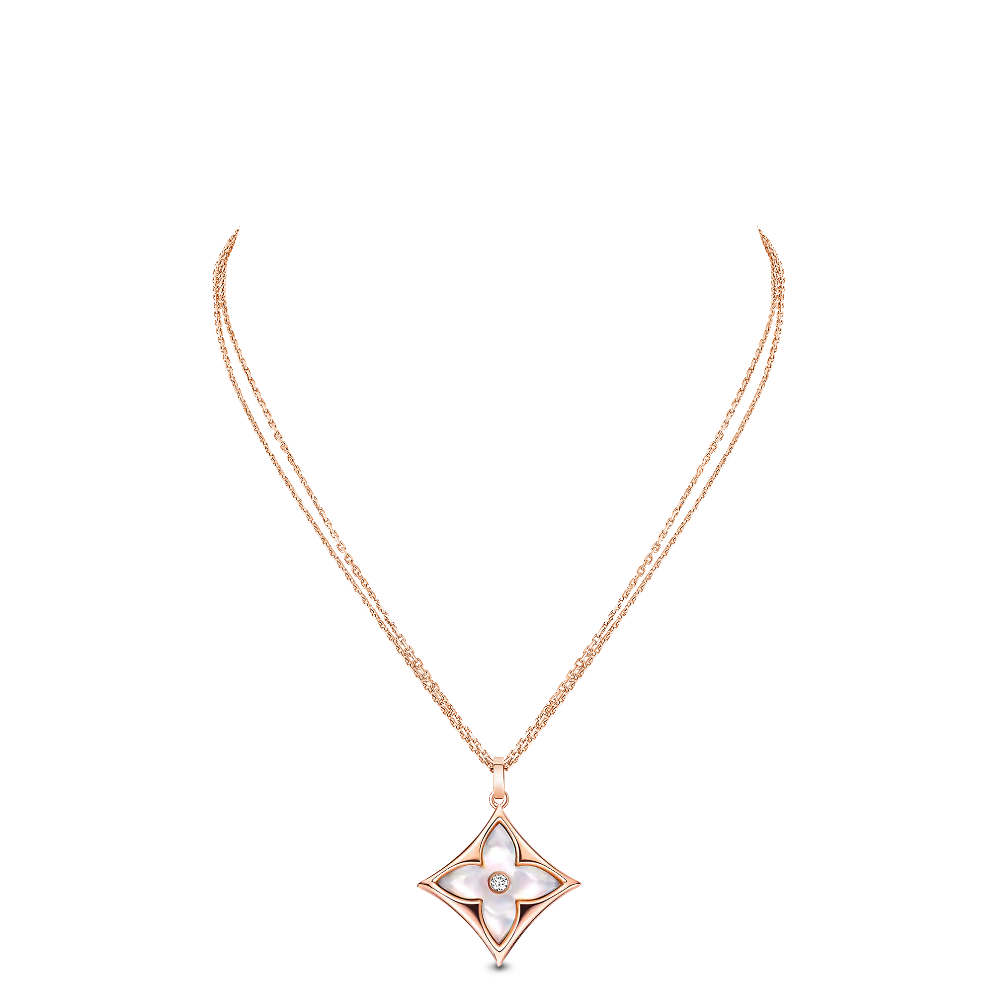 Color Blossom XL Star Medallion, Pink Gold, White Mother-of-Pearl and Diamond
