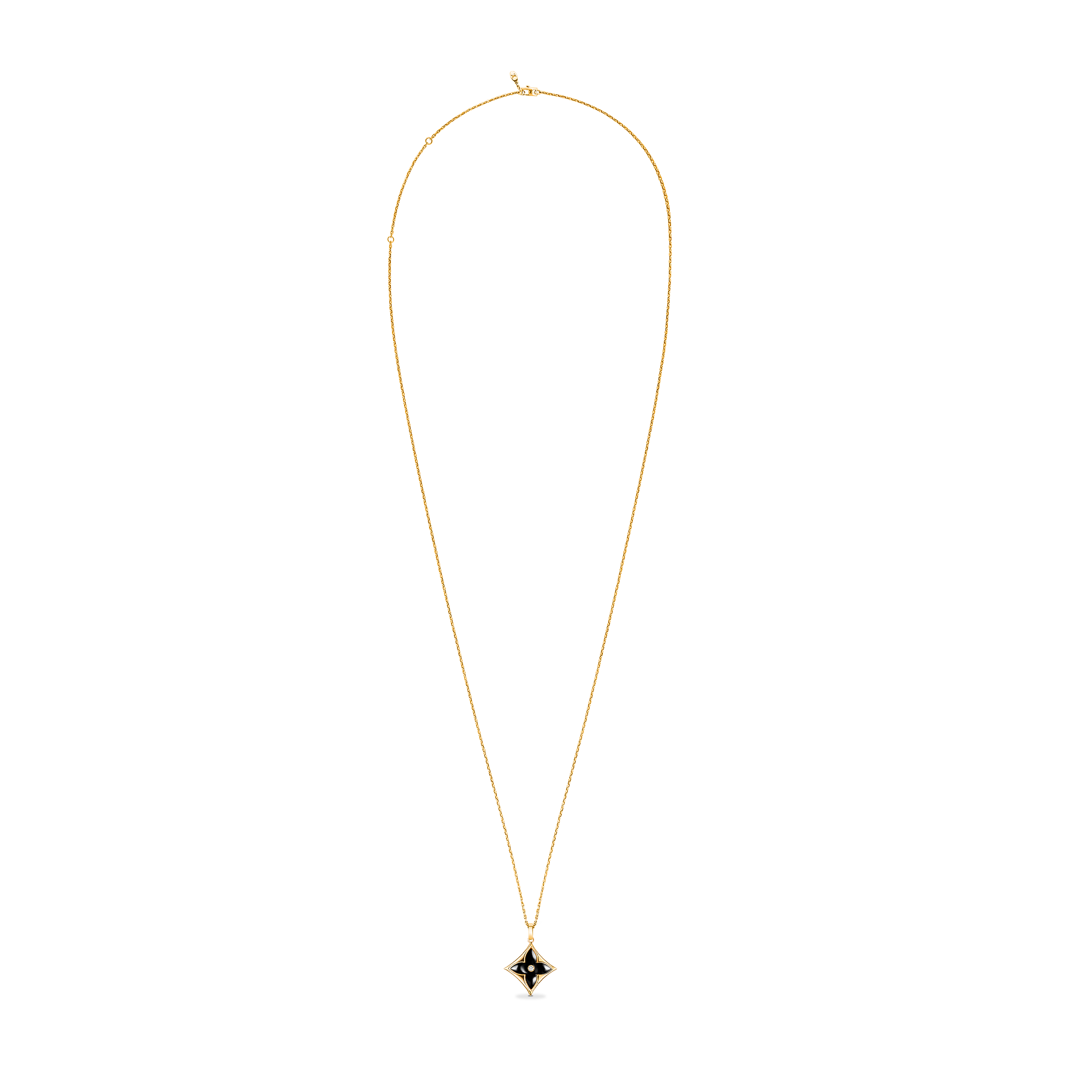 Color Blossom XL Star Medallion, Yellow Gold, Onyx and Diamond