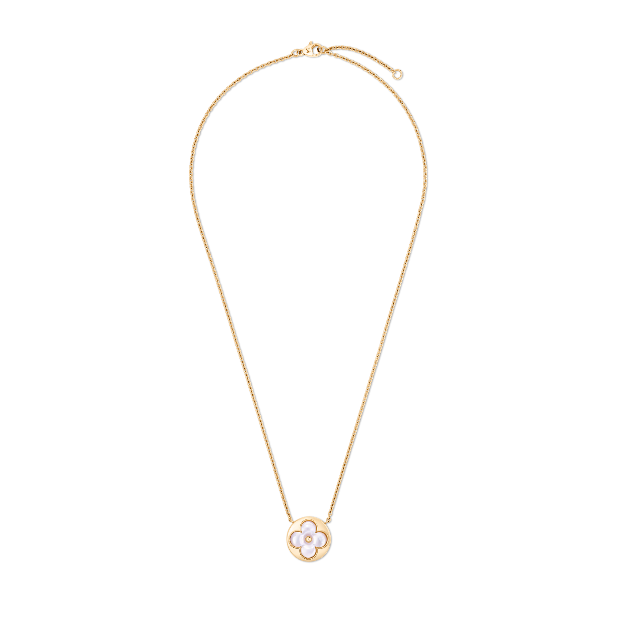 Color Bossom M Sun Pendant, Yellow Gold and White Mother-of-Pearl