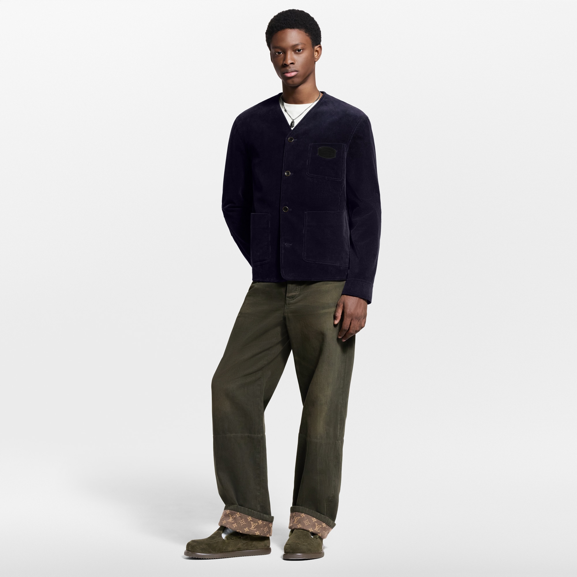  Ready-to-Wear Blazers and Jackets Corduroy Collarless Jacket | Louis Vuitton ® (Product zoom)