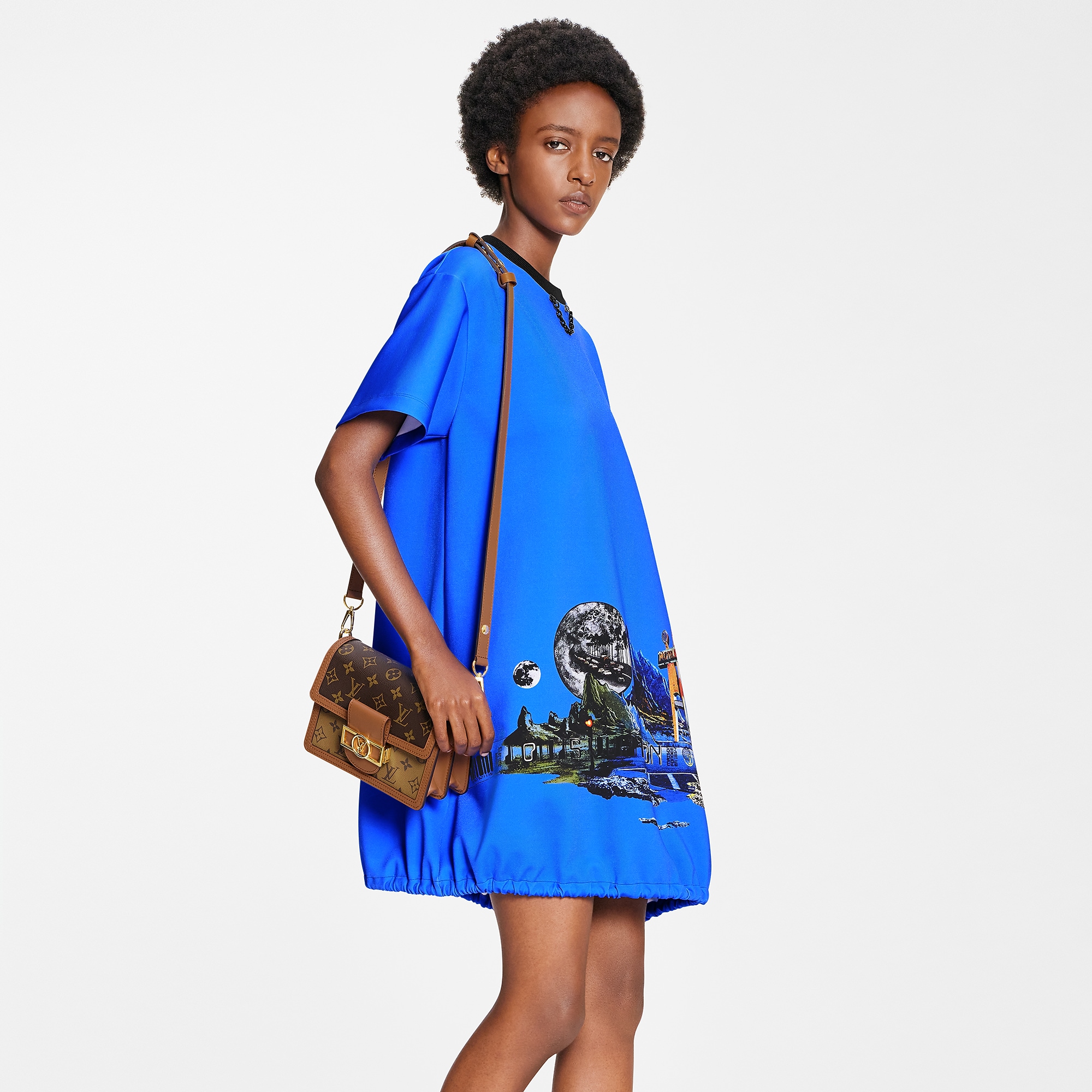 Cosmic Motel Print Balloon T-Shirt Dress