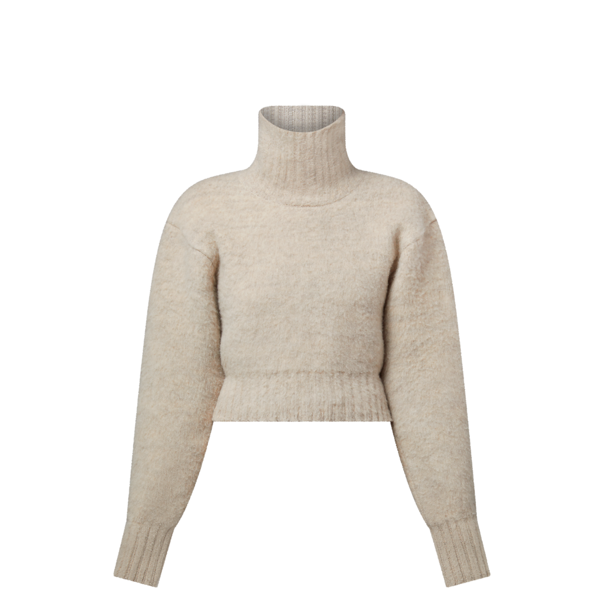 Cropped Brushed Knit Pullover