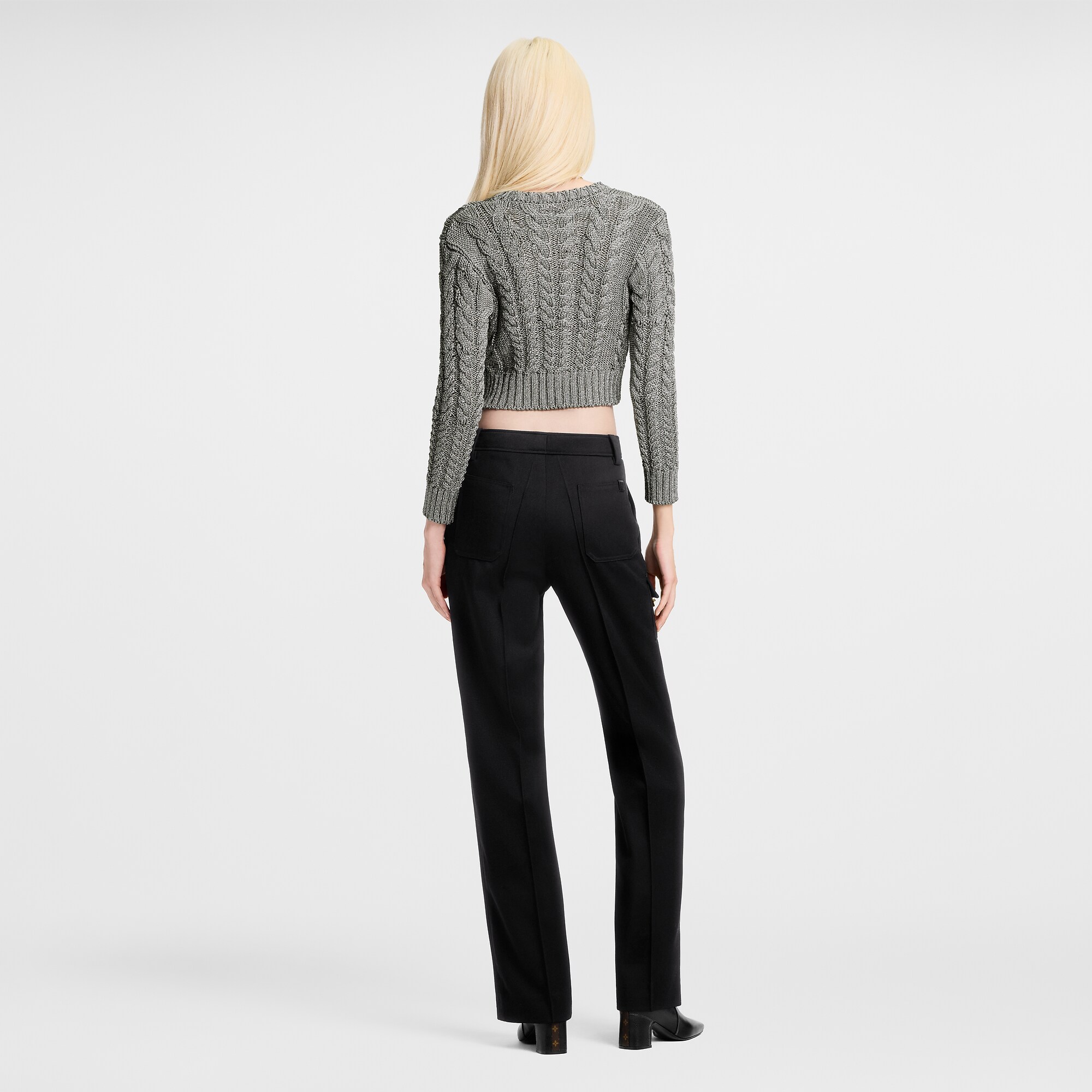 Cropped Cable Knit Cardigan