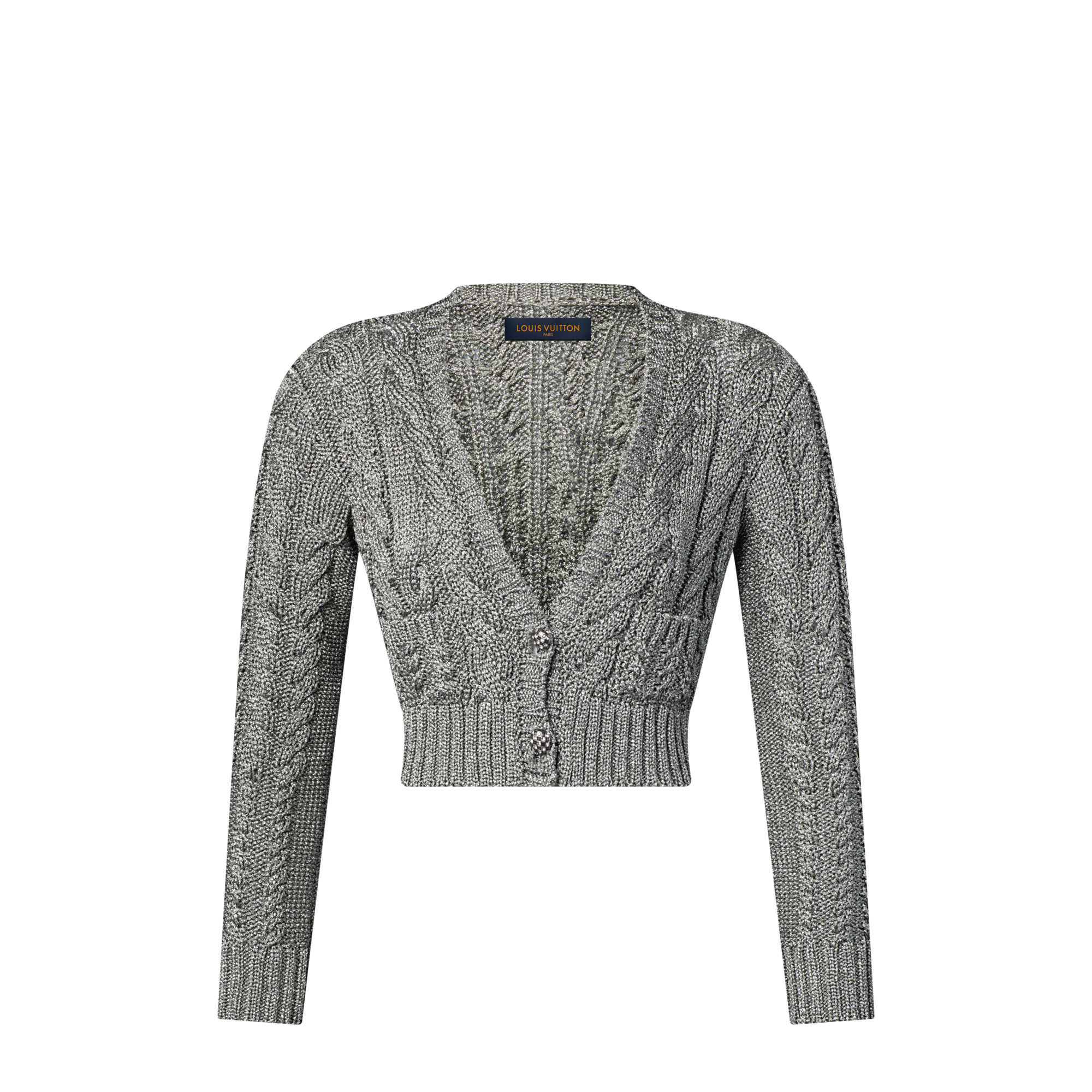  Ready-to-Wear Knitwear Cropped Cable Knit Cardigan | Louis Vuitton ® (Product zoom)