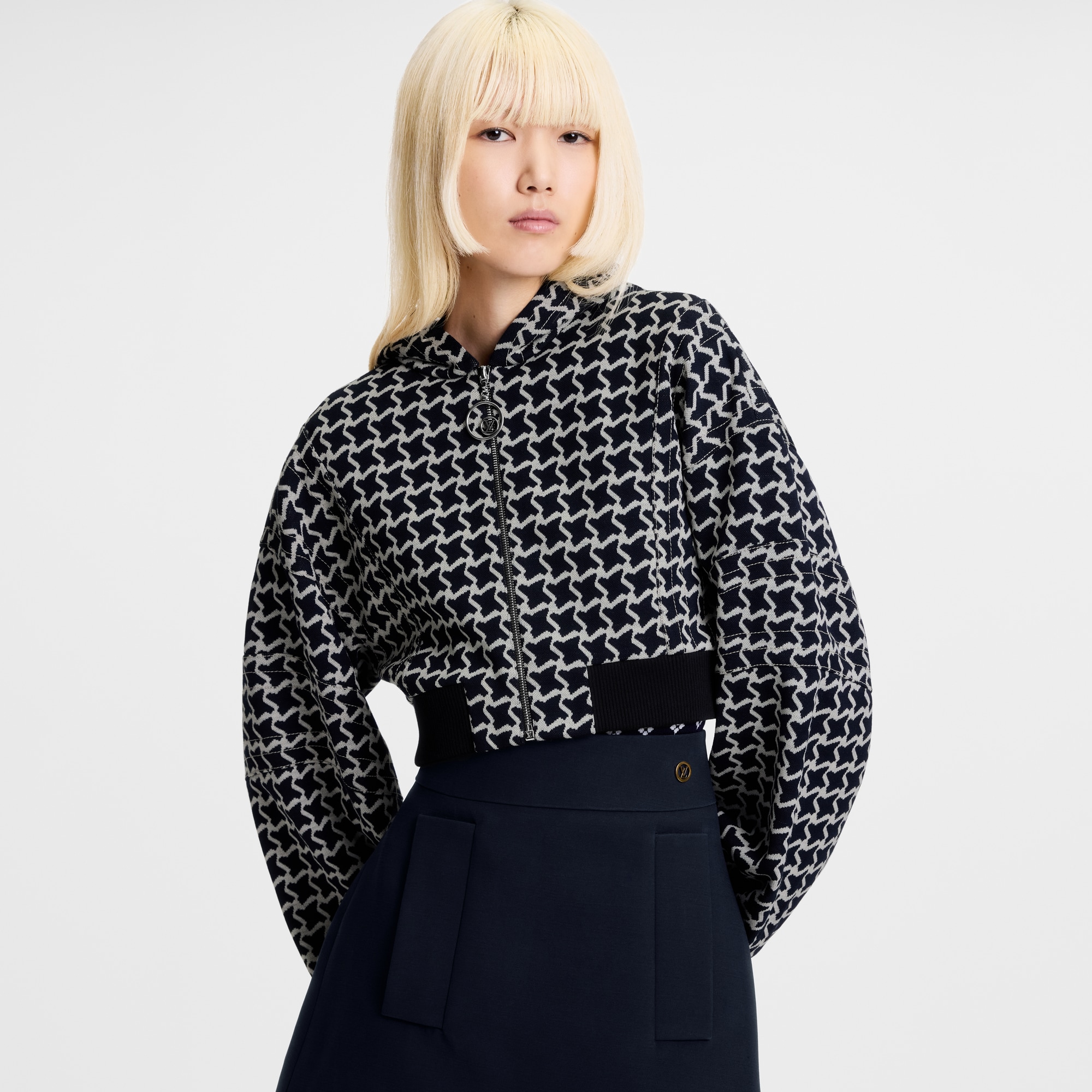  Ready-to-Wear Coats and Jackets Cropped Honeycomb Jacquard Bomber Jacket | Louis Vuitton ® (Product zoom)