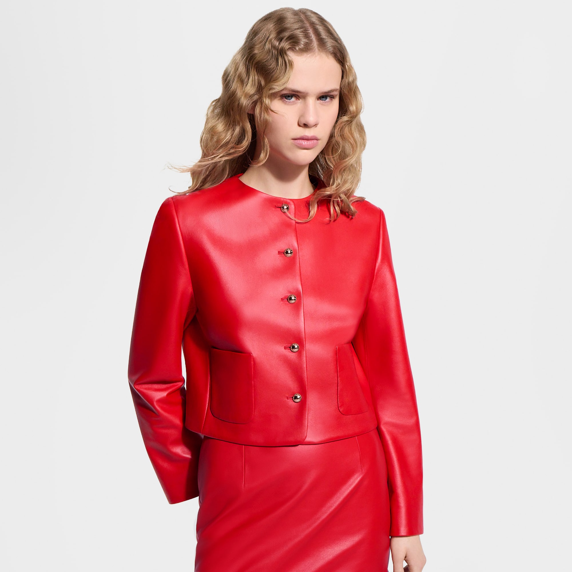louis vuitton red leather dress Short leather dress