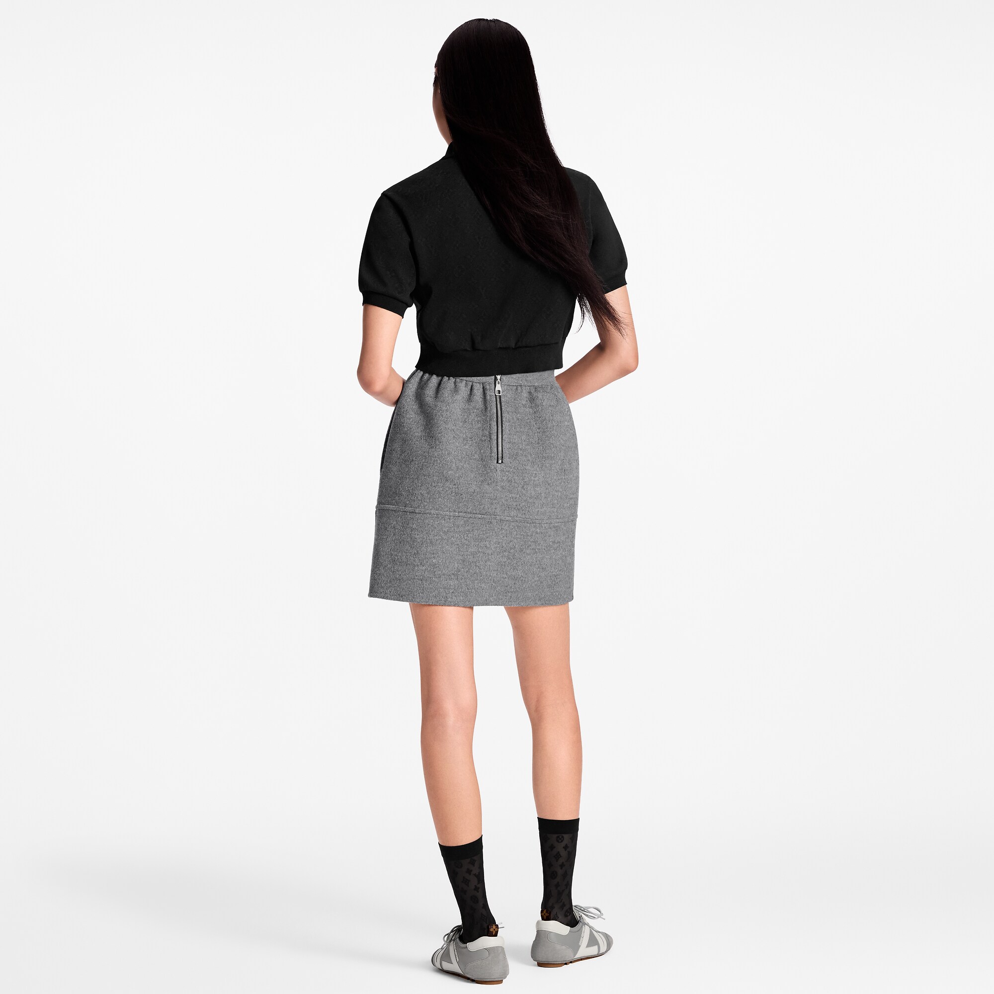 Cropped Monogram Button Polo Top