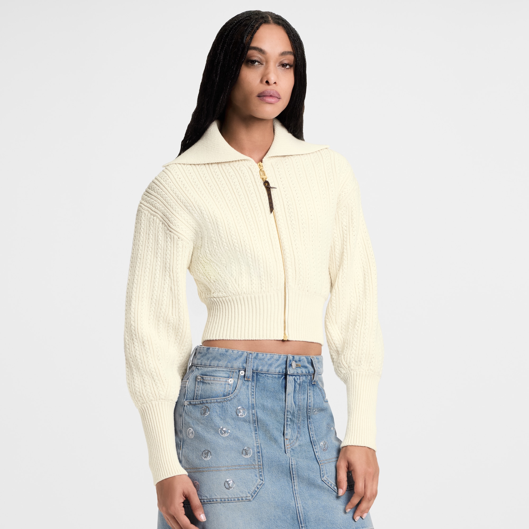  Ready-to-Wear Coats and Jackets Cropped Rib-Knit Jacket
 | Louis Vuitton ® (Product zoom)