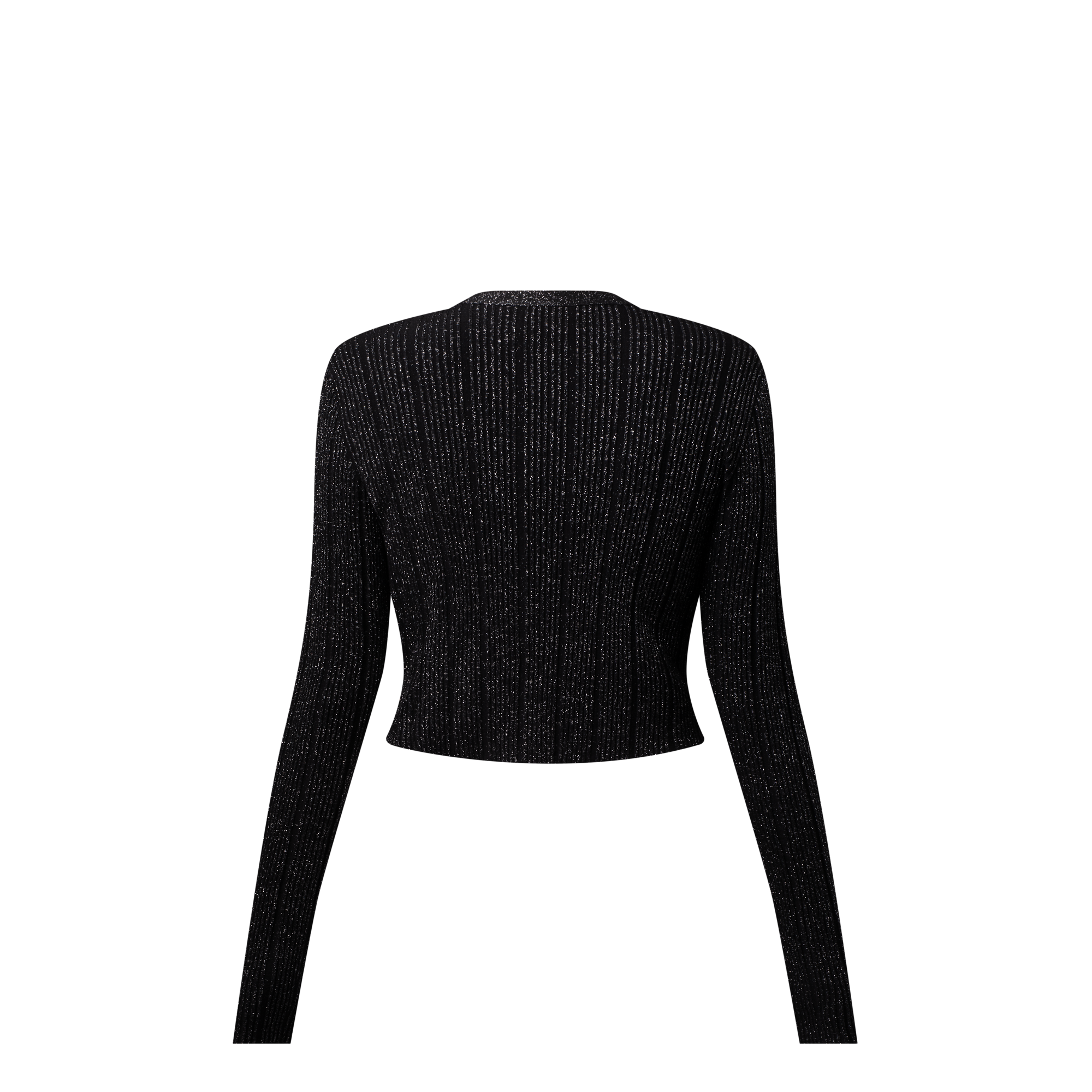 Cropped Rib-Knit Lurex Cardigan