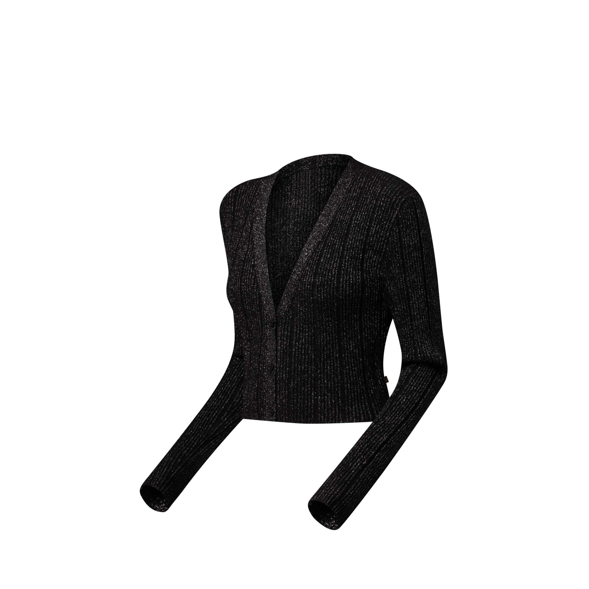  Ready-to-Wear Knitwear Cropped Rib-Knit Lurex Cardigan | Louis Vuitton ® (Product zoom)