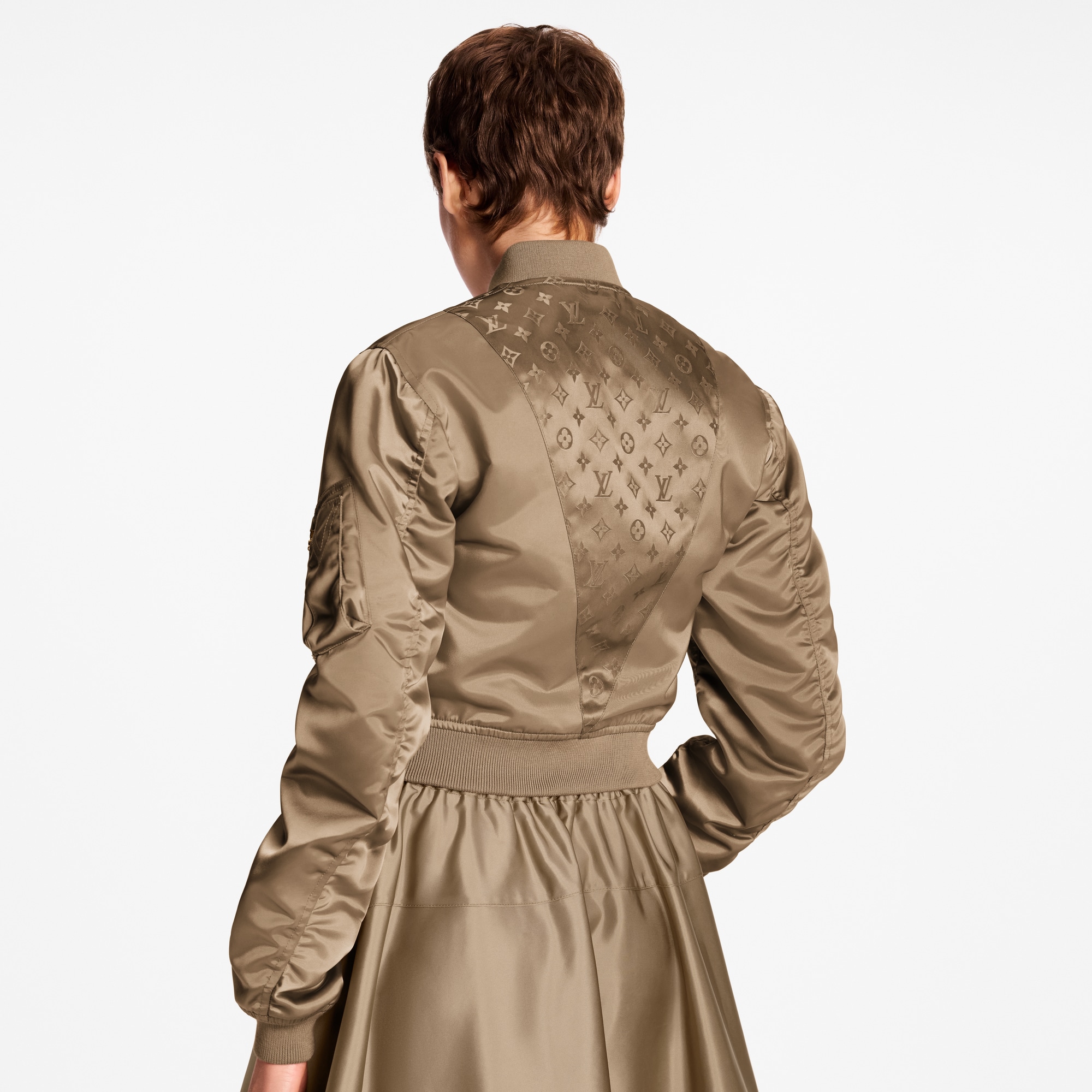  Ready-to-Wear Coats and Jackets Cropped Ruched-Sleeve Bomber Jacket | Louis Vuitton ® (Product zoom)