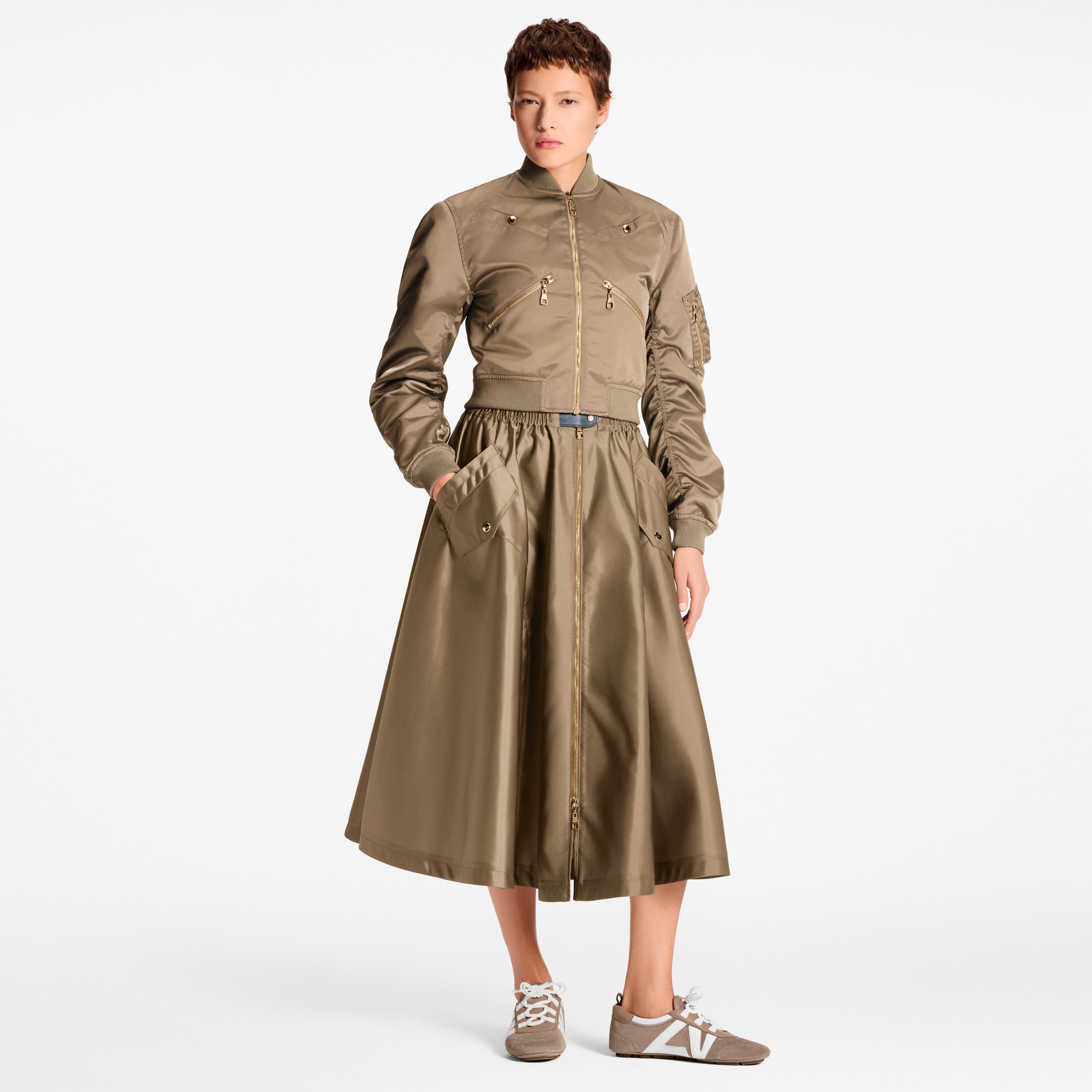  Ready-to-Wear Coats and Jackets Cropped Ruched-Sleeve Bomber Jacket | Louis Vuitton ® (Product zoom)