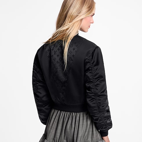 Ready-to-Wear Coats and Jackets Cropped Ruched-Sleeve Bomber Jacket | Louis Vuitton ® (Product zoom)