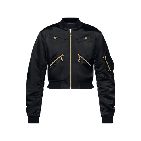 Ready-to-Wear Coats and Jackets Cropped Ruched-Sleeve Bomber Jacket | Louis Vuitton ® (Product zoom)