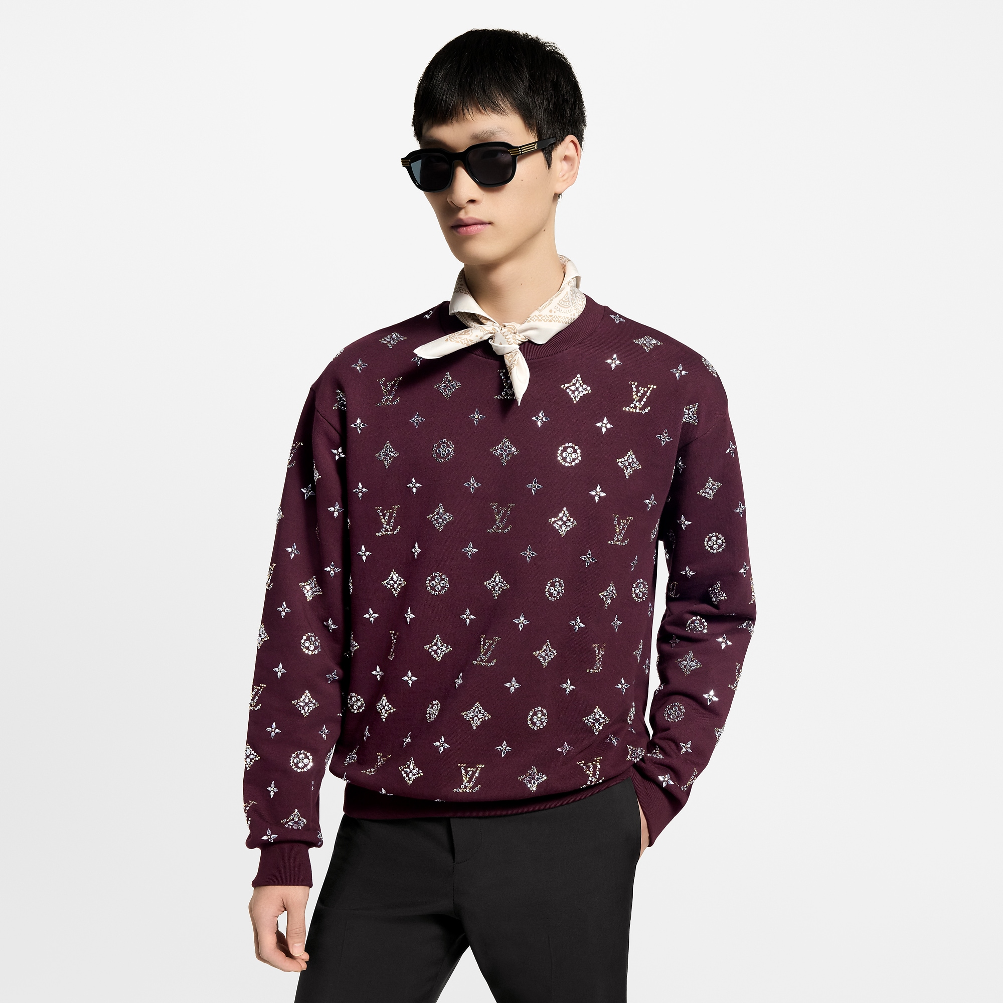 Crystal Monogram Crewneck