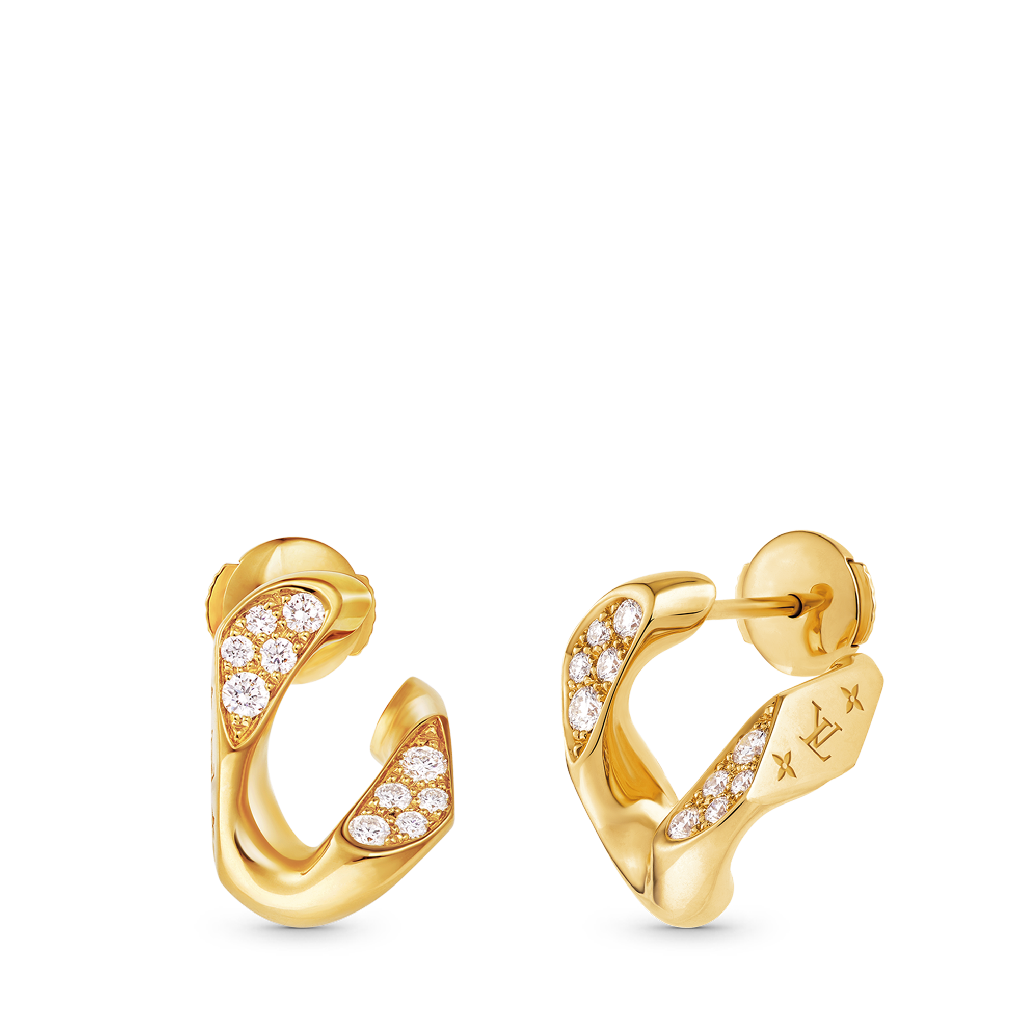  Categories Earrings Cuban Chain Earrings, Yellow Gold and Diamonds | Louis Vuitton ® (Product zoom)