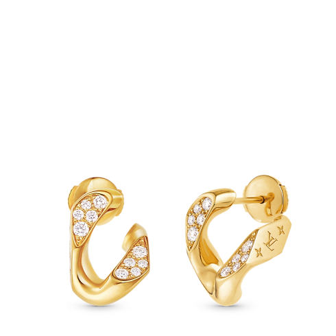 Categories Earrings Cuban Chain Earrings, Yellow Gold and Diamonds | Louis Vuitton ® (Product zoom)