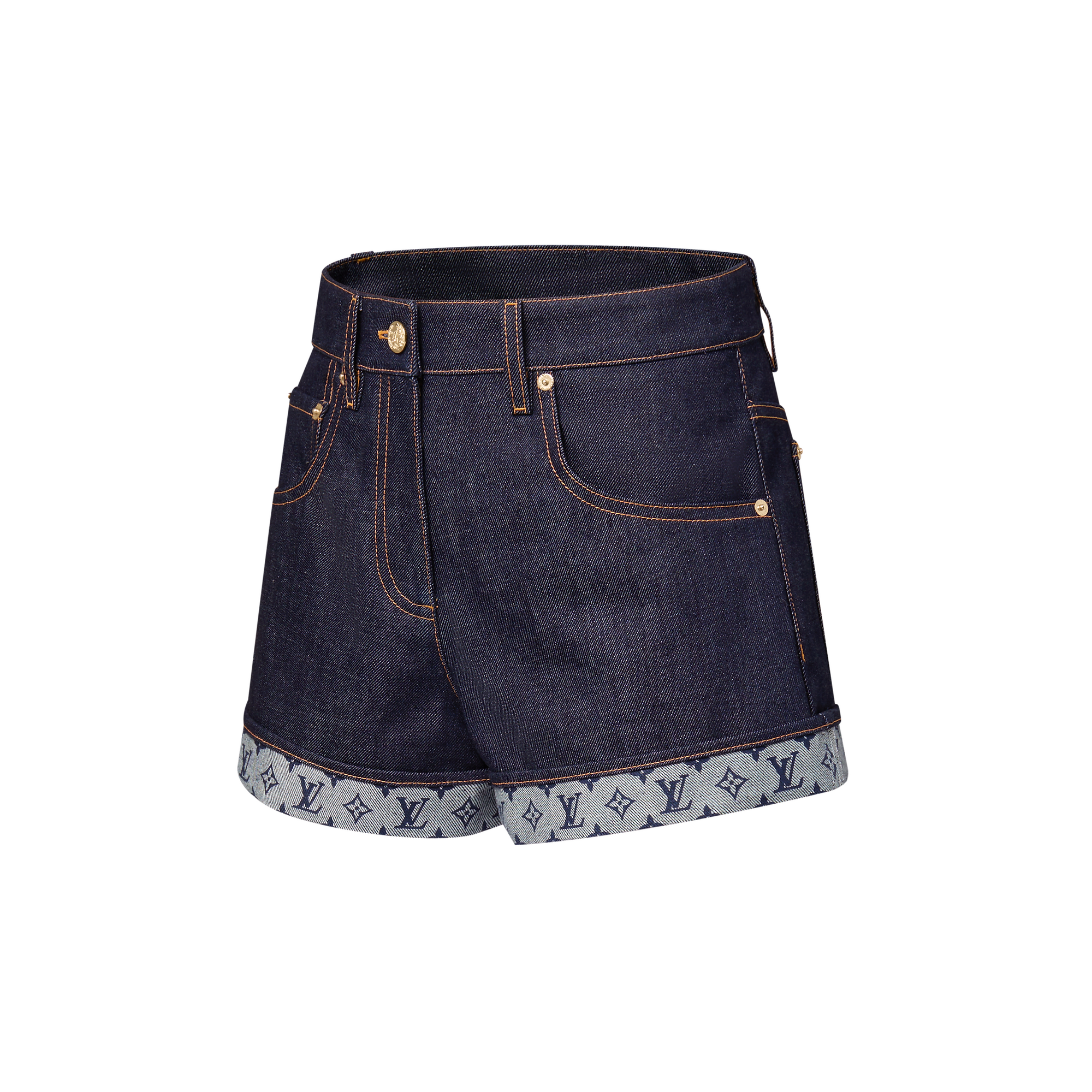 Cuffed Hem Denim Mini Shorts