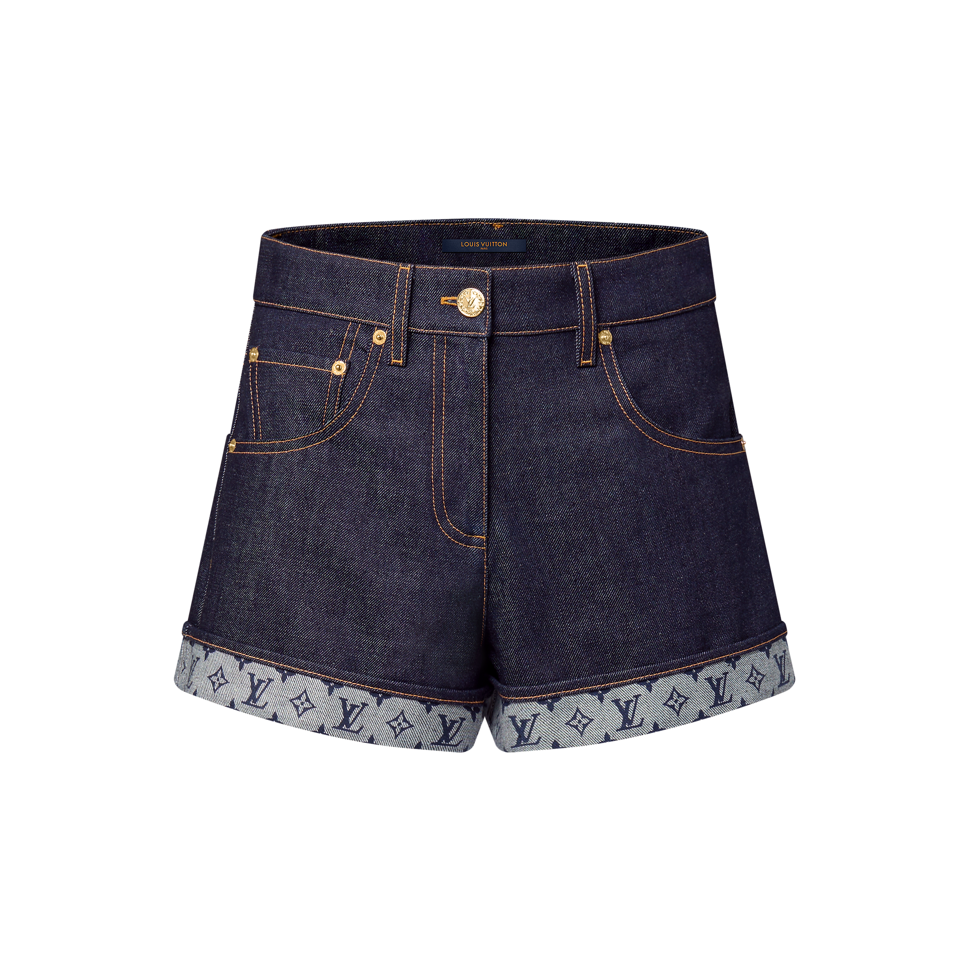 Cuffed Hem Denim Mini Shorts